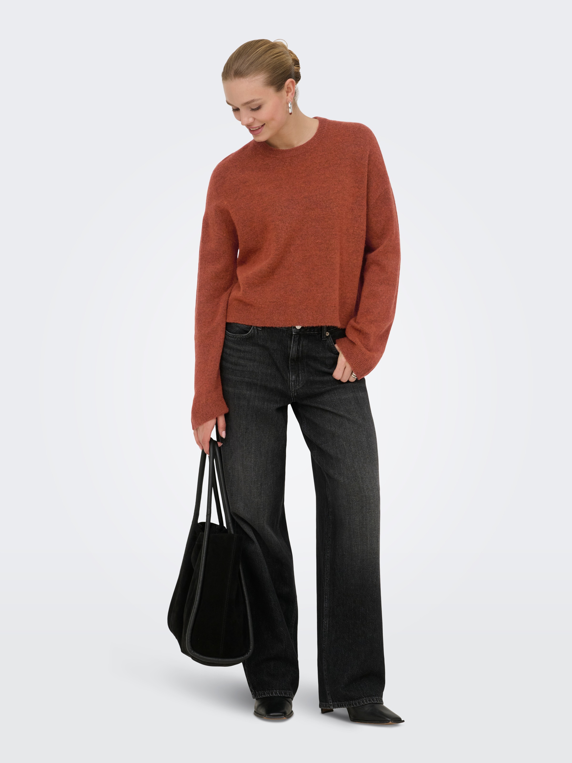 ONLY Pull à col rond »ONLSIMONI L/S O-NECK PULLOVER KNT NOOS« mélange de matériaux, coupe régulière