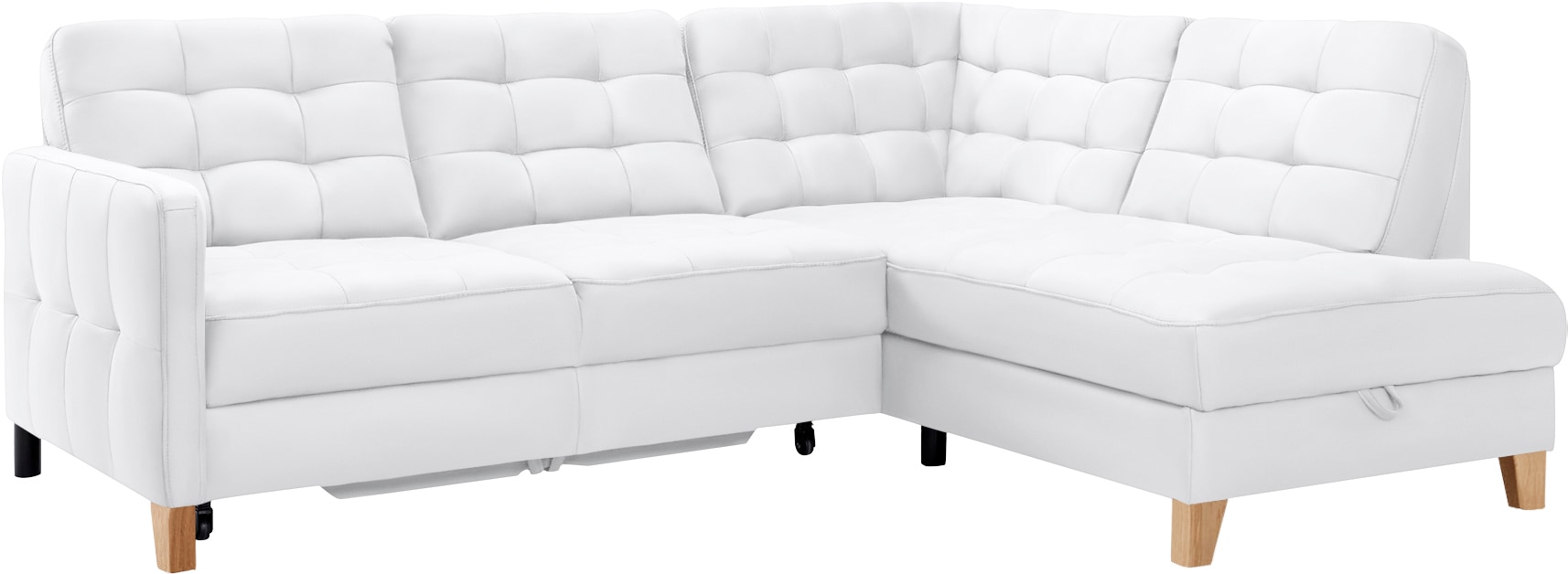 exxpo - sofa fashion Canapé d'angle »Elio, kompakt & bequem, zeitloses Design, Breite 228cm, L-Form« au choix avec fonction lit et coffre de lit