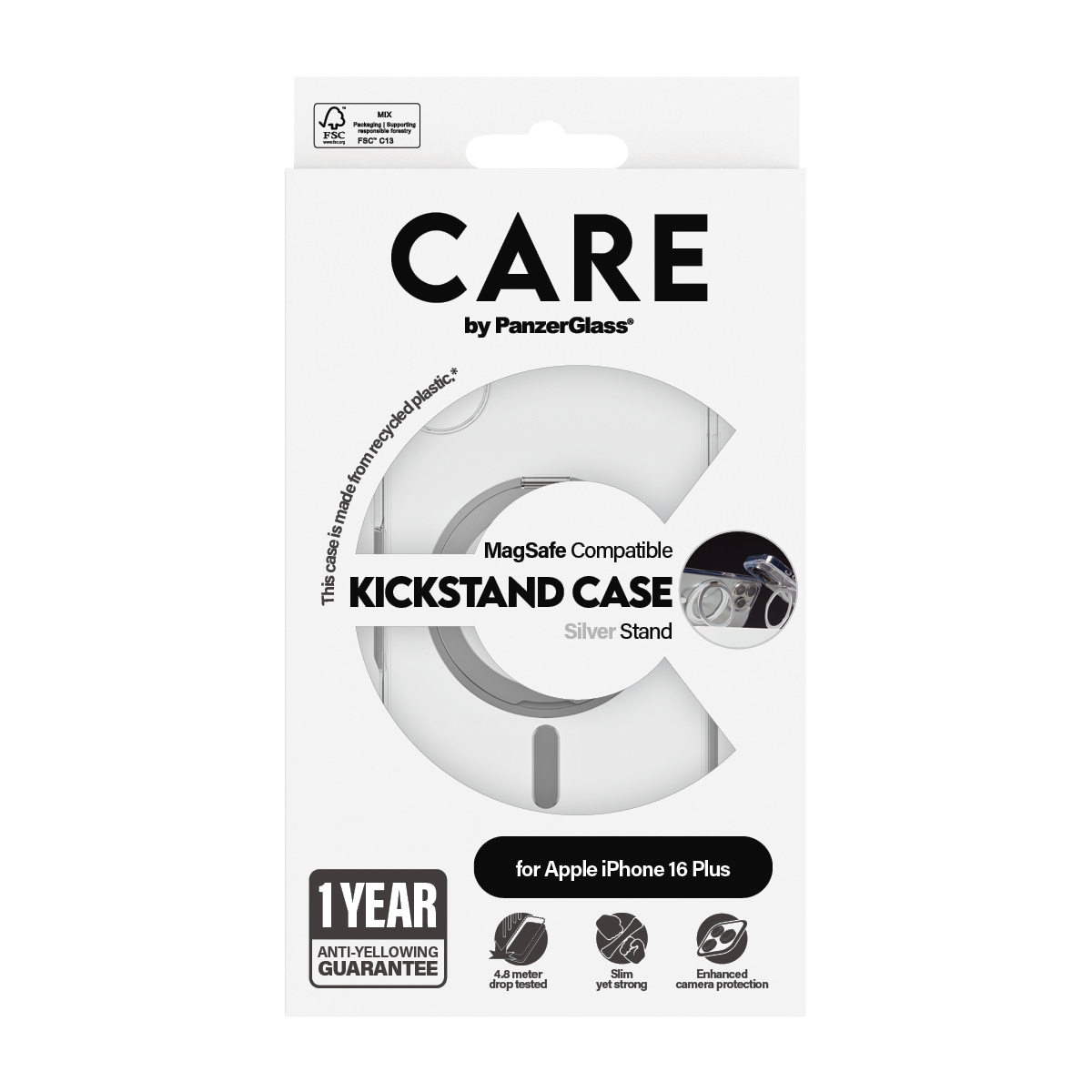 CARE by PanzerGlass Handyhülle »Kickstand Case für Apple iPhone 16 Plus«, Backcover, Schutzhülle, Handyschutzhülle, Case, Schutzcase, stossfest