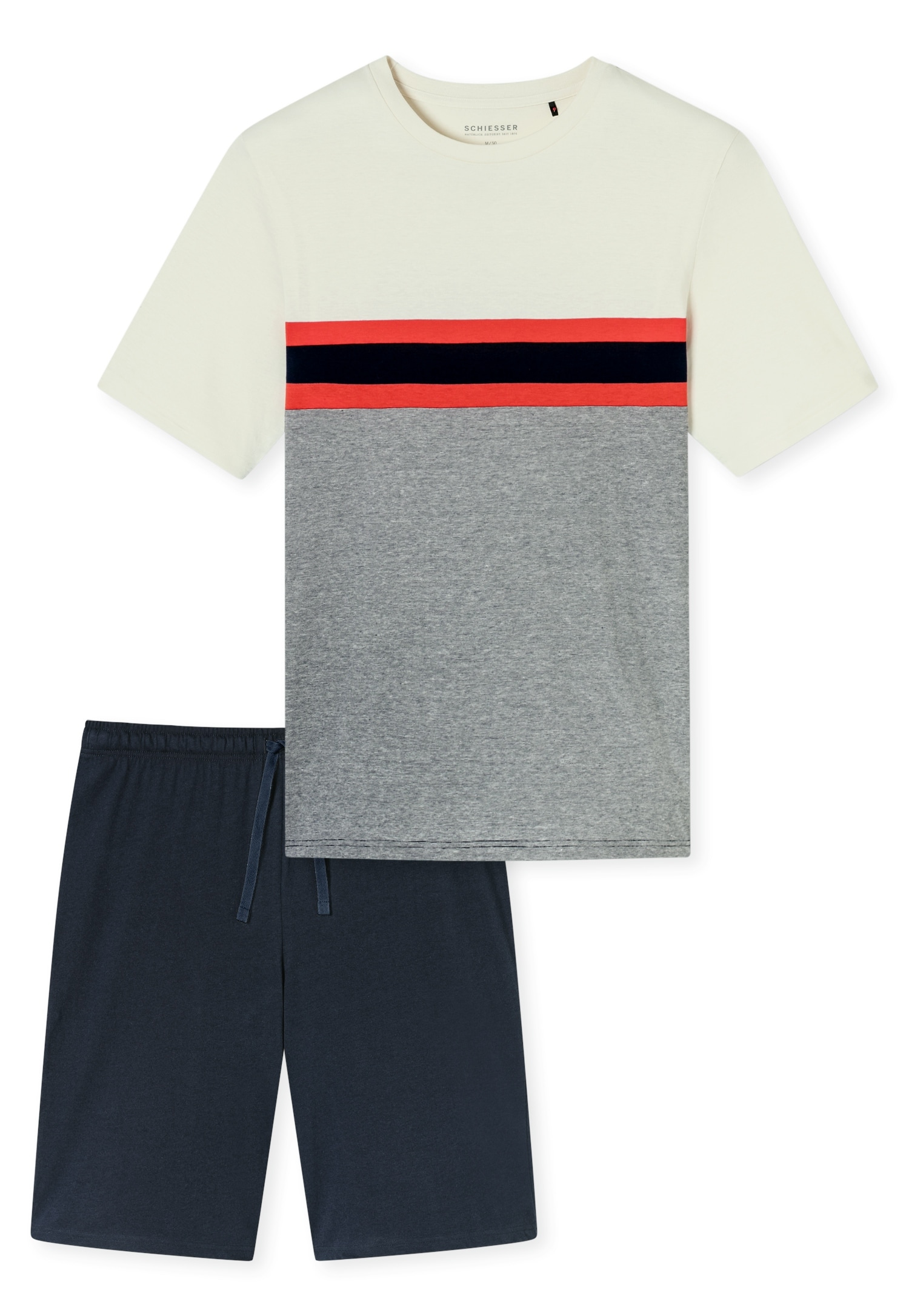 Schiesser Shorty »"Casual Nightwear"«, (2 tlg.), Shorts in Uni mit Bindeband am Bund