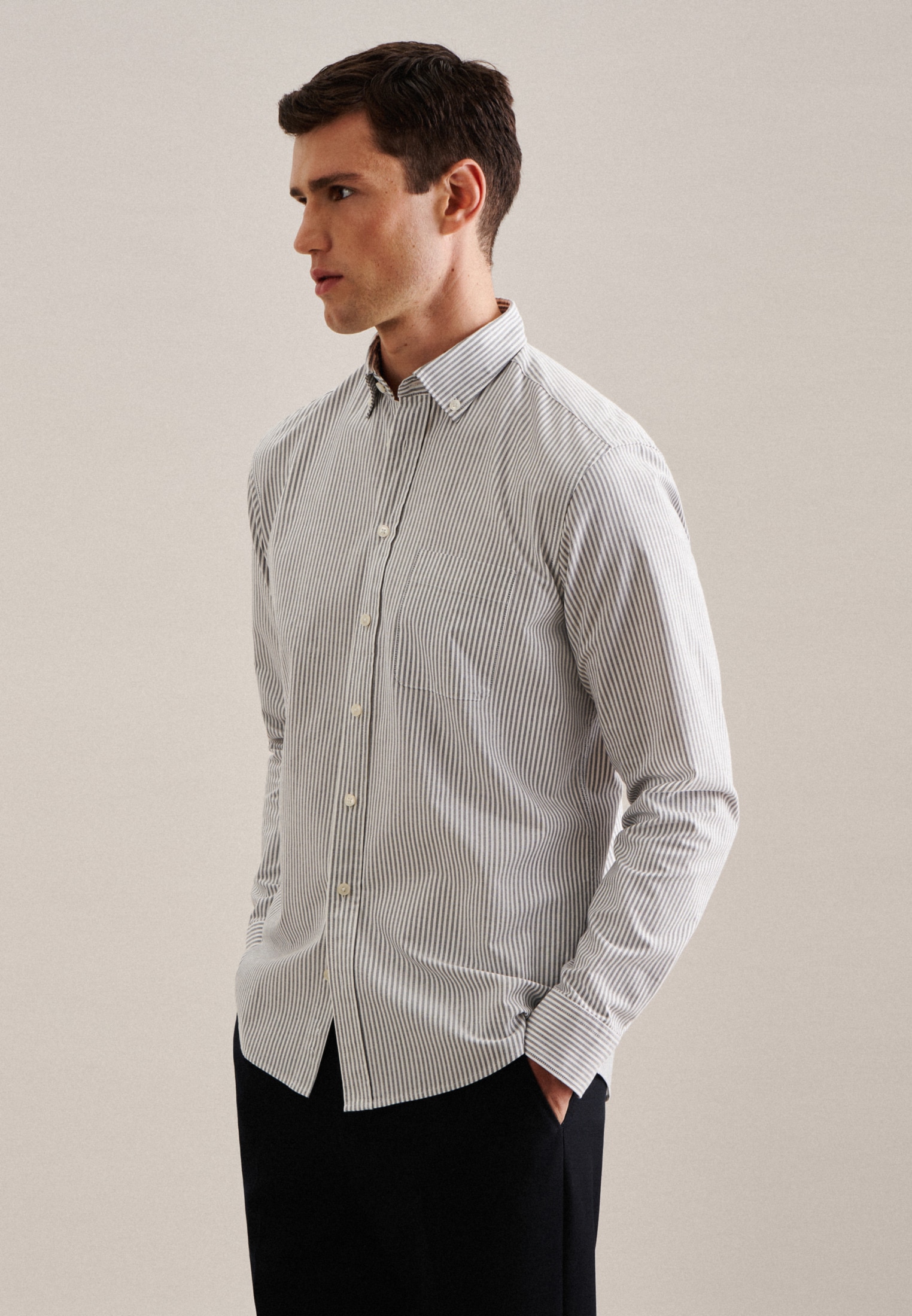 Image of seidensticker Businesshemd "Schwarze Rose" Regular 1/1 Button-Down-Kragen Streifen