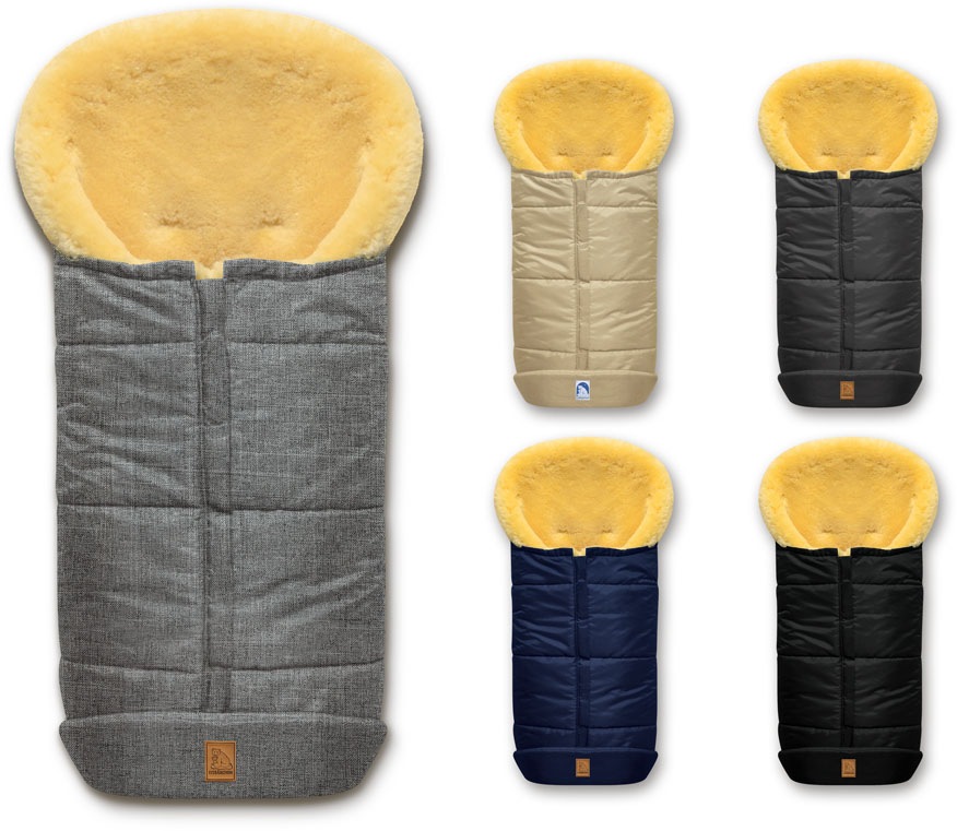 Heitmann Felle Fusssack »Eisbärchen - Lammfell Winterfusssack - Premium Qualität«, mit echtem Lammfell, für Kinderwagen & Buggy, 6 Gurtschlitze, waschbar