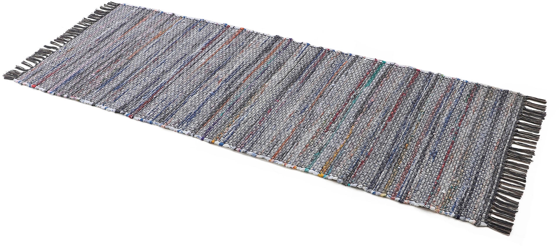 carpetfine Teppich »Kelim Chindi, Wendeteppich«, rechteckig, 6 mm Höhe, handgewebt, Fleckerlteppich mit Fransen, auch vielen in Läufergrössen