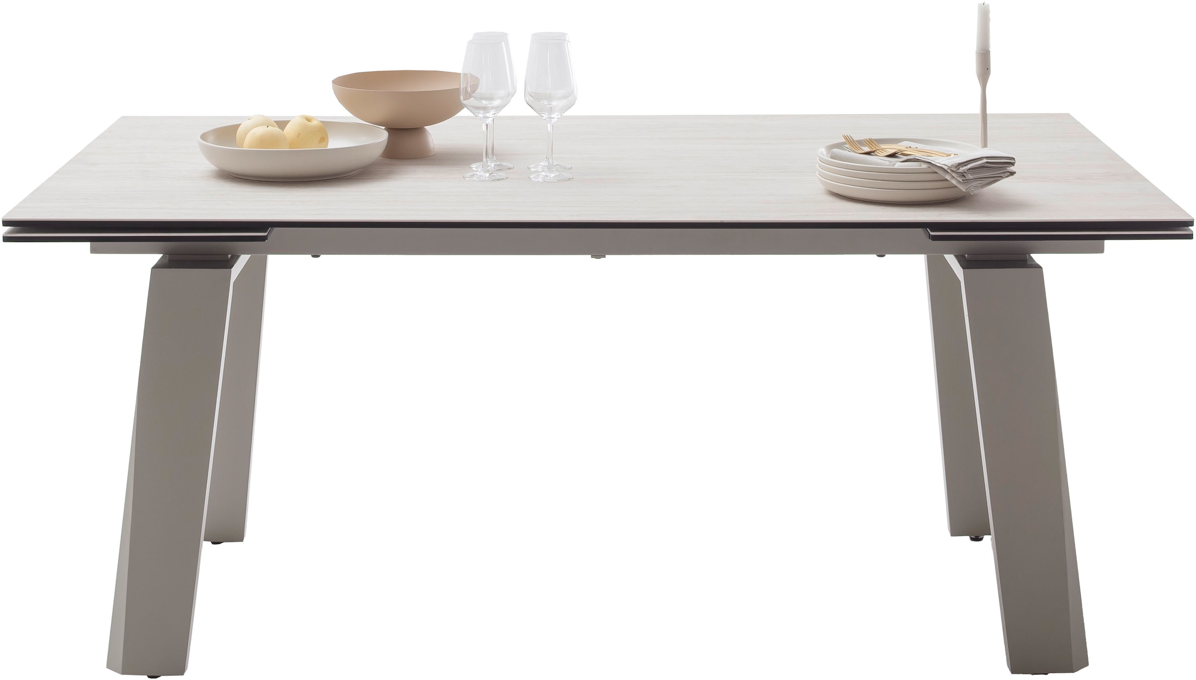 MCA furniture Table de salle à manger »Kalamata« 1 cuis tlg. Auszugstisch, Stirnauszug, Metallgestell, Keramik, Sicherheitsglas