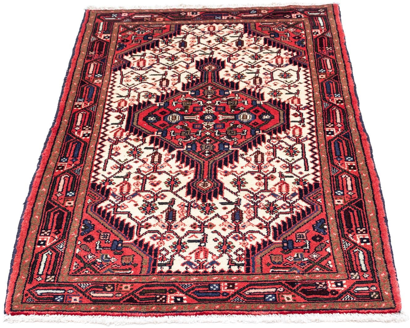 Wollteppich »Hosseinabad Medaillon Rosso 125 x 80 cm«, rechteckig, Handgeknüpft