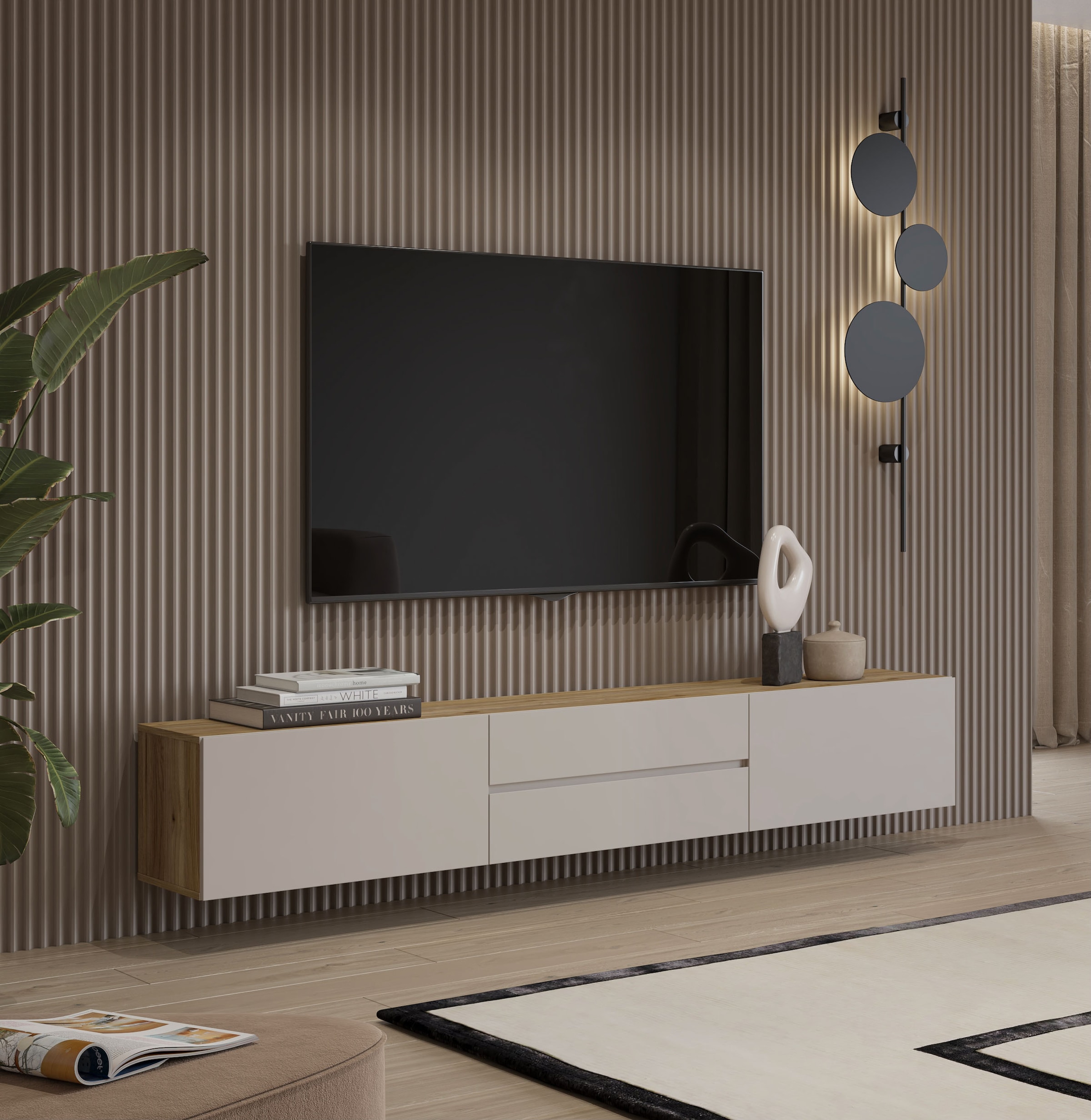 INOSIGN Table basse »Criss, Breite 200 cm, moderne grifflose TV-Kommode« TV-Kommode, TV-Schrank, hängend und stehend montierbar