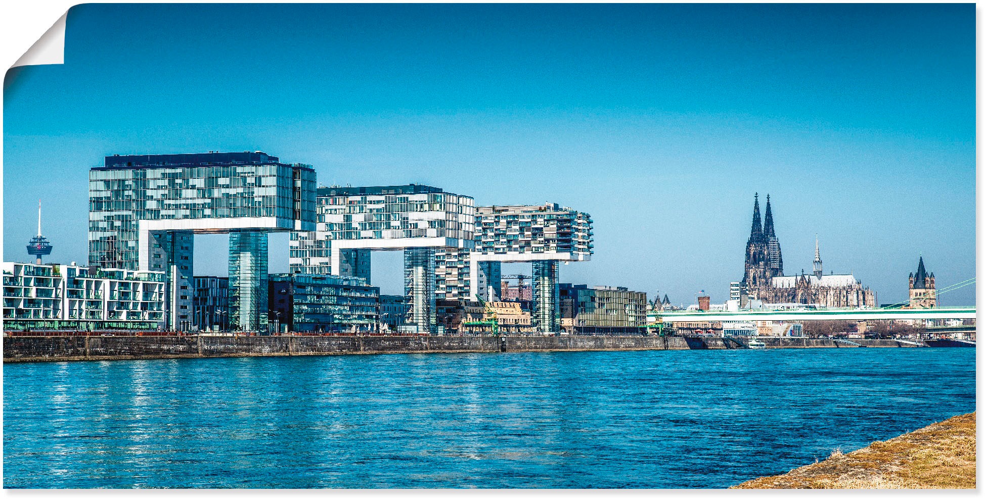 Image of Artland Wandbild »Köln Kranhäuser und Dom«, Gebäude, (1 St.), in vielen Grössen & Produktarten - Alubild / Outdoorbild für den Aussenbereich, Leinwandbild, Poster, Wandaufkleber / Wandtattoo auch für Badezimmer geeignet bei Ackermann Versand Schweiz