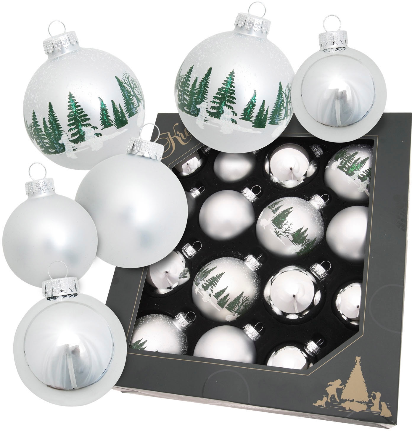 Krebs Glas Lauscha Décorations pour l'arbre de Noël »Kugelsortiment« Décoration de sapin en verre, boules de Noël