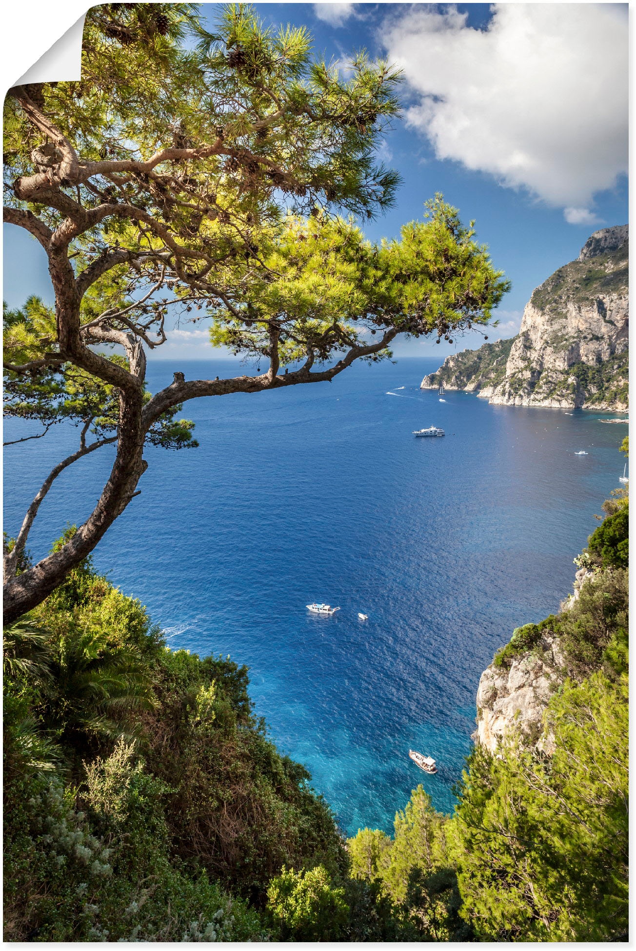 Artland Wandbild »Punta de Masullo, Capri, versch. Wandaufkleber Insel in als bequem Italien«, St.), Grössen Leinwandbild, Poster oder (1 Bilder, kaufen Meer Alubild