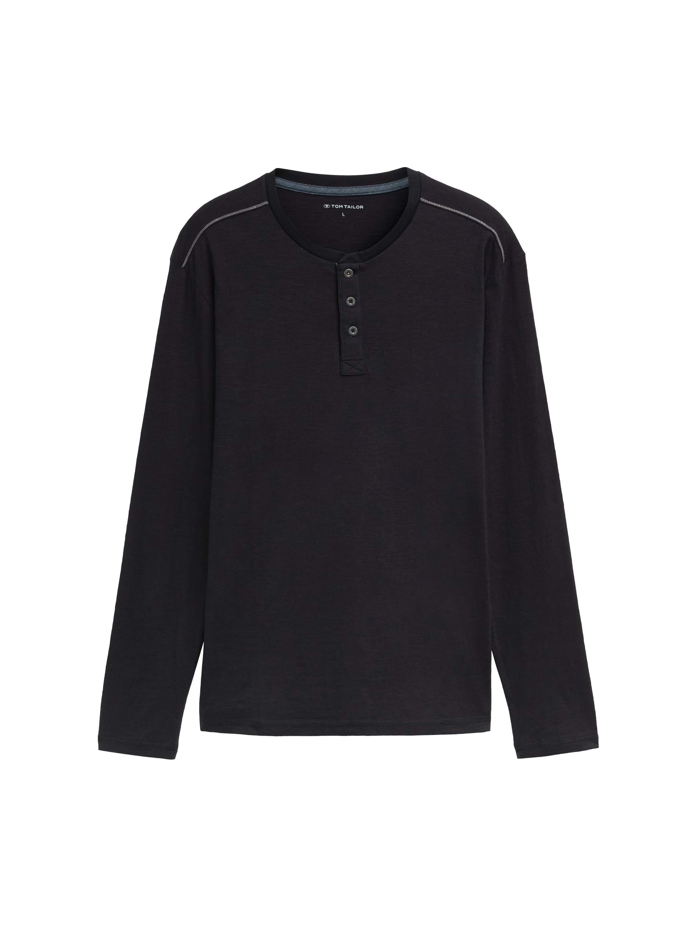 TOM TAILOR T-shirt à manches longues avec patte de boutonnage