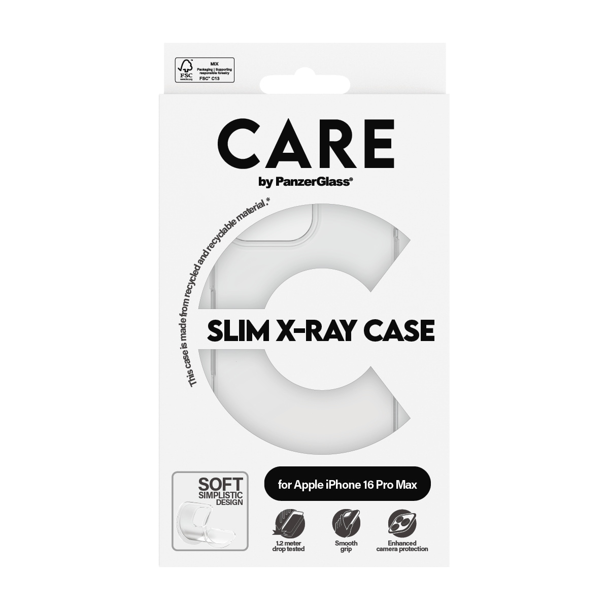 CARE by PanzerGlass Handyhülle »Case Fashion X-Ray Soft Basic Apple iPhone 16 Pro Max«, Backcover, Schutzhülle, Handyschutzhülle, Case, Schutzcase, stossfest