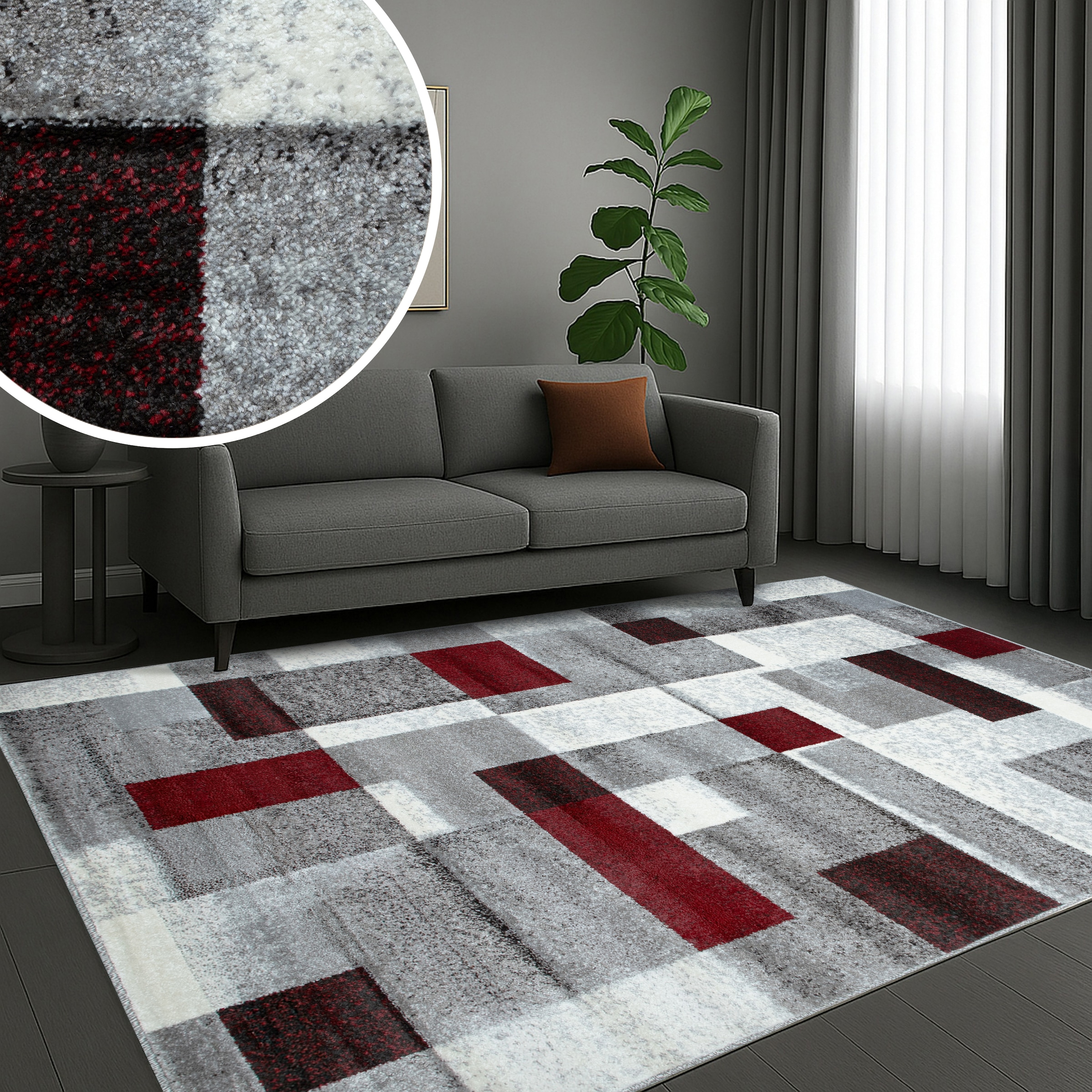 GOODproduct Tapis »Corine« Rectangulaire 9 mm Höhe Avec poil particulièrement doux, poil ras, design moderne à carreaux,