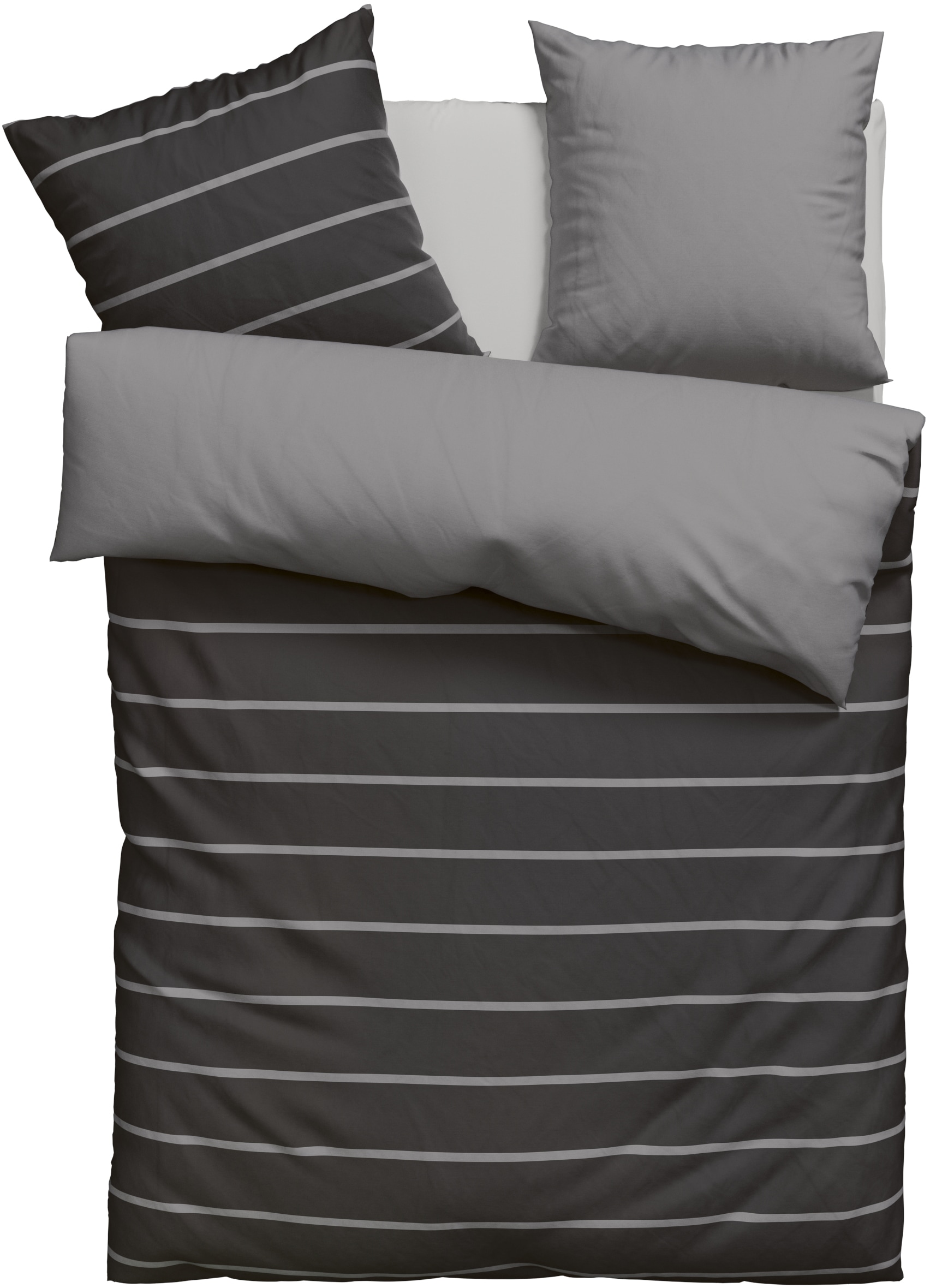 my home Linge de lit »Katja« 2 tlg. Bettwäsche aus Baumwolle, Bettwäsche mit Streifen-Design, Wendeoptik