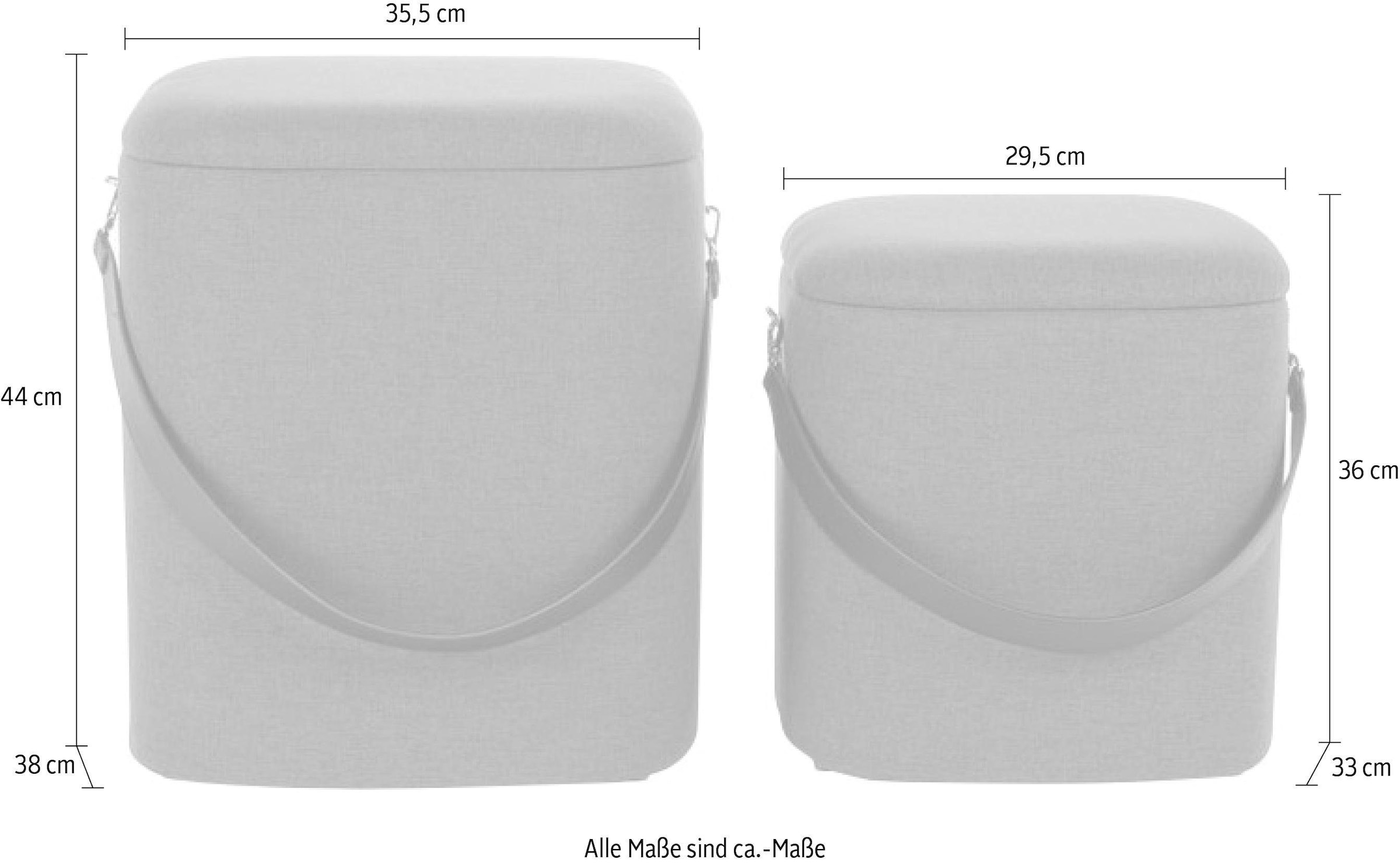 Kayoom Hocker »Arabella 225 2er-Set, abnehmbare Sitzfläche, Lagerfläche im Inneren«, (Set, 2 St.), stapelbar, gepolstert, mit Stauraum, abgerundete quadratische Form