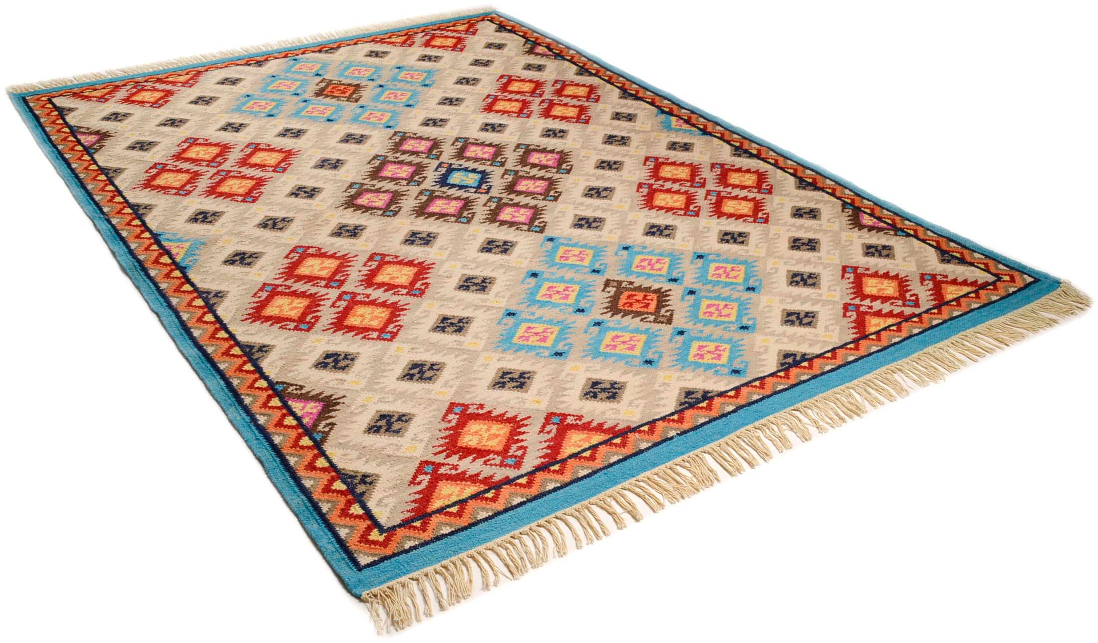Image of THEKO Wollteppich »Kelim Royal 2«, rechteckig, 5 mm Höhe, Flachgewebe, reine Wolle, handgewebt, mit Fransen, ideal im Wohnzimmer & Schlafzimmer bei Ackermann Versand Schweiz