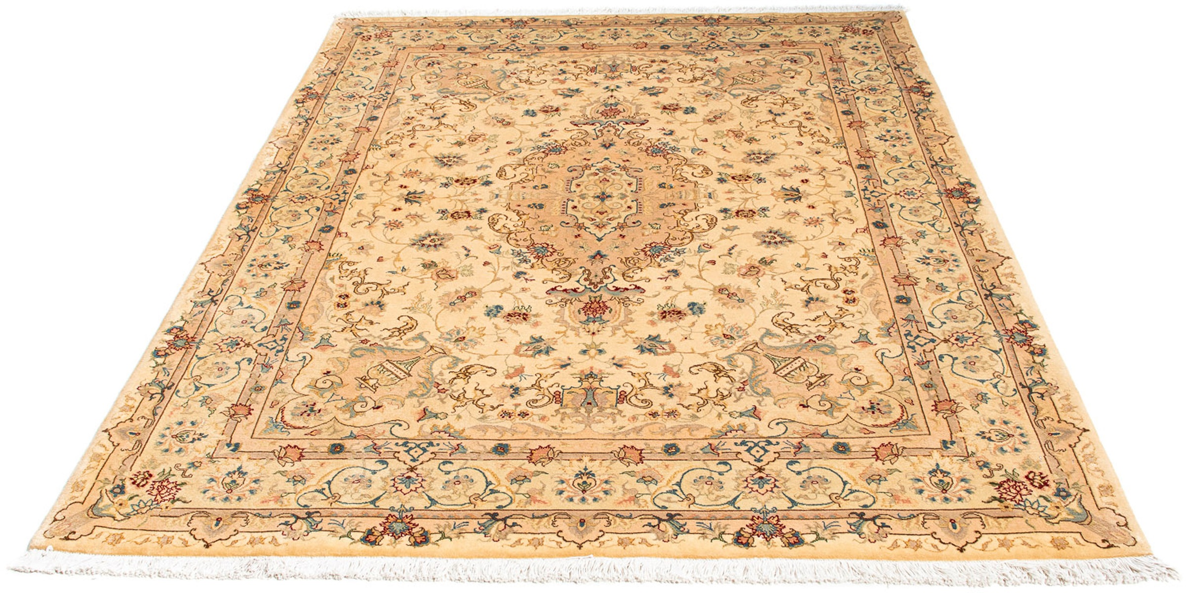 Image of morgenland Orientteppich »Perser - Täbriz - Royal - 200 x 149 cm - hellbraun«, rechteckig, 7 mm Höhe, Wohnzimmer, Handgeknüpft, Einzelstück mit Zertifikat bei Ackermann Versand Schweiz