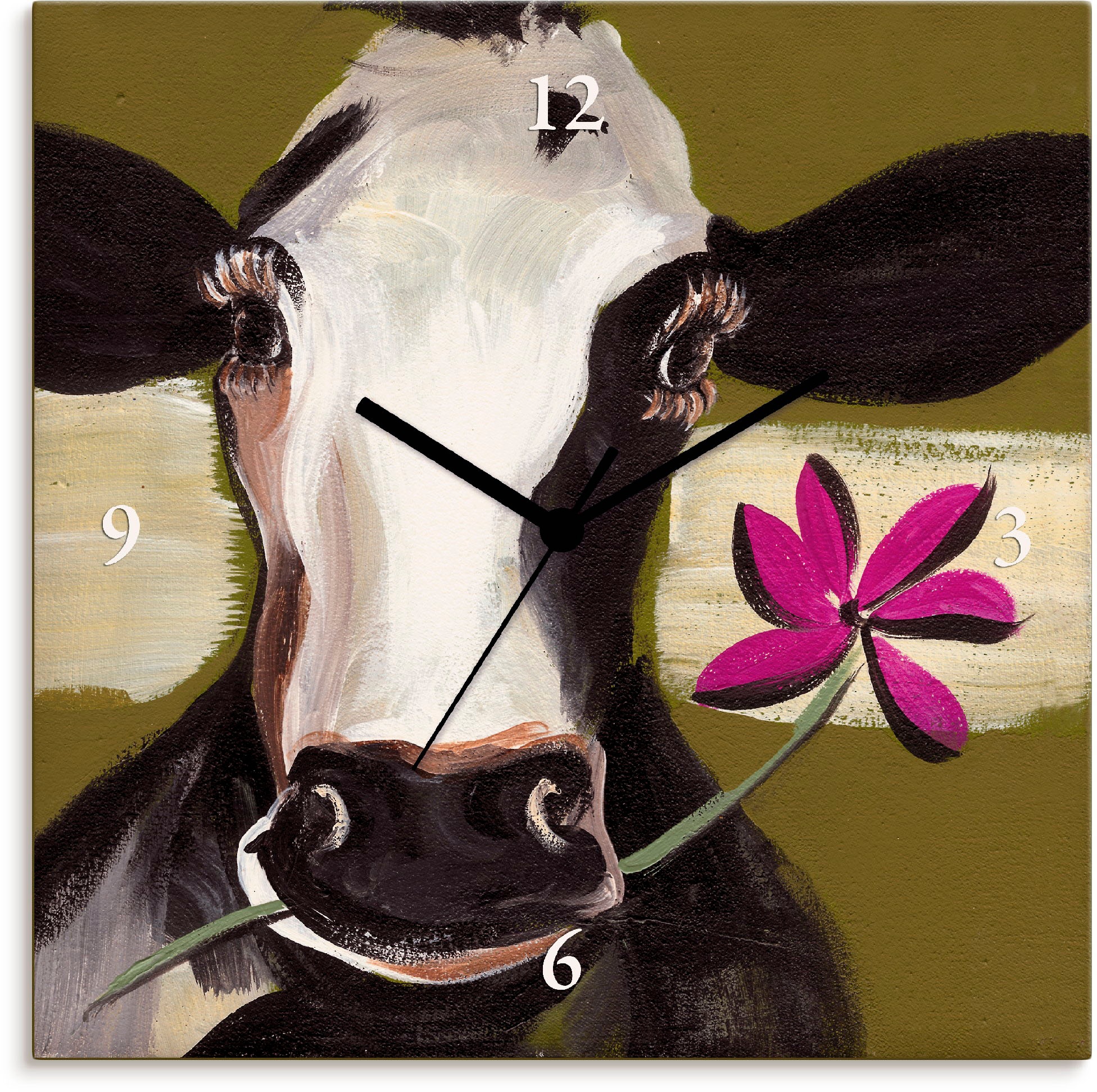 Image of Artland Wanduhr »Glückliche Kuh I«, lautlos, ohne Tickgeräusche, nicht tickend, geräuschlos - wählbar: Funkuhr o. Quarzuhr, moderne Uhr für Wohnzimmer, Küche etc. - Stil: modern bei Ackermann Versand Schweiz