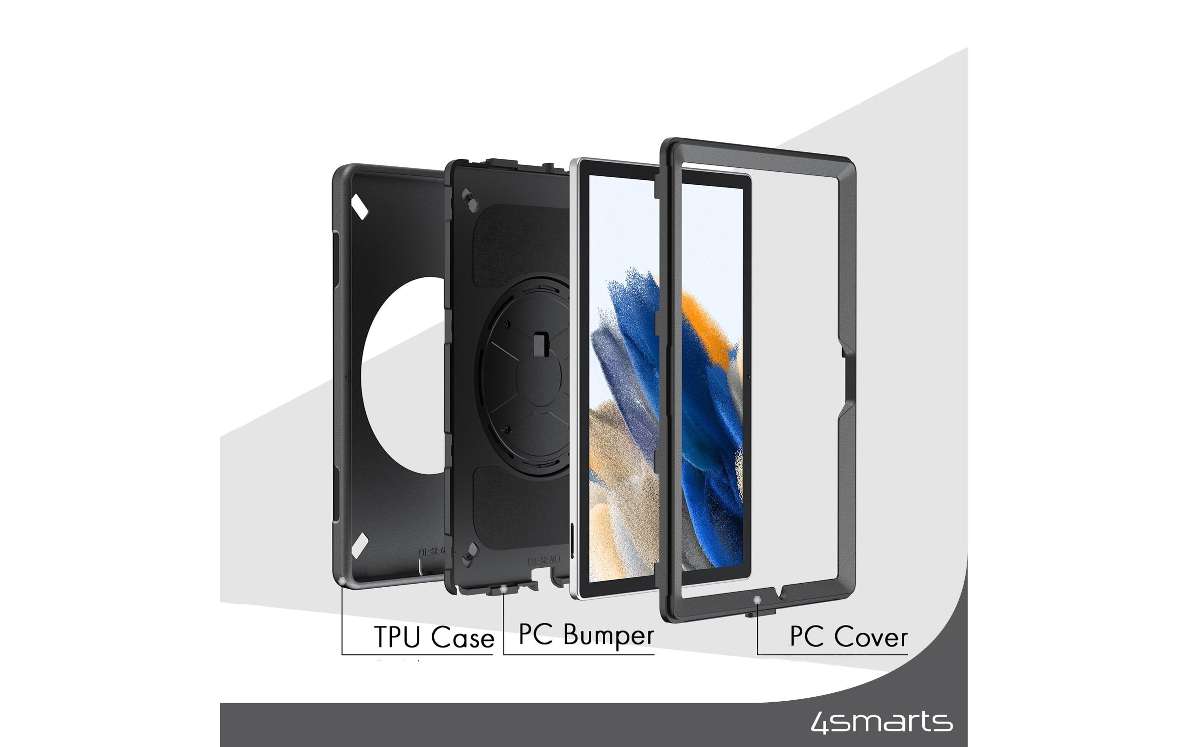 4smarts Tablet-Hülle »Back Cover Rugged GRIP Galaxy Tab S9 FE«, 27,7 cm (10,9 Zoll)