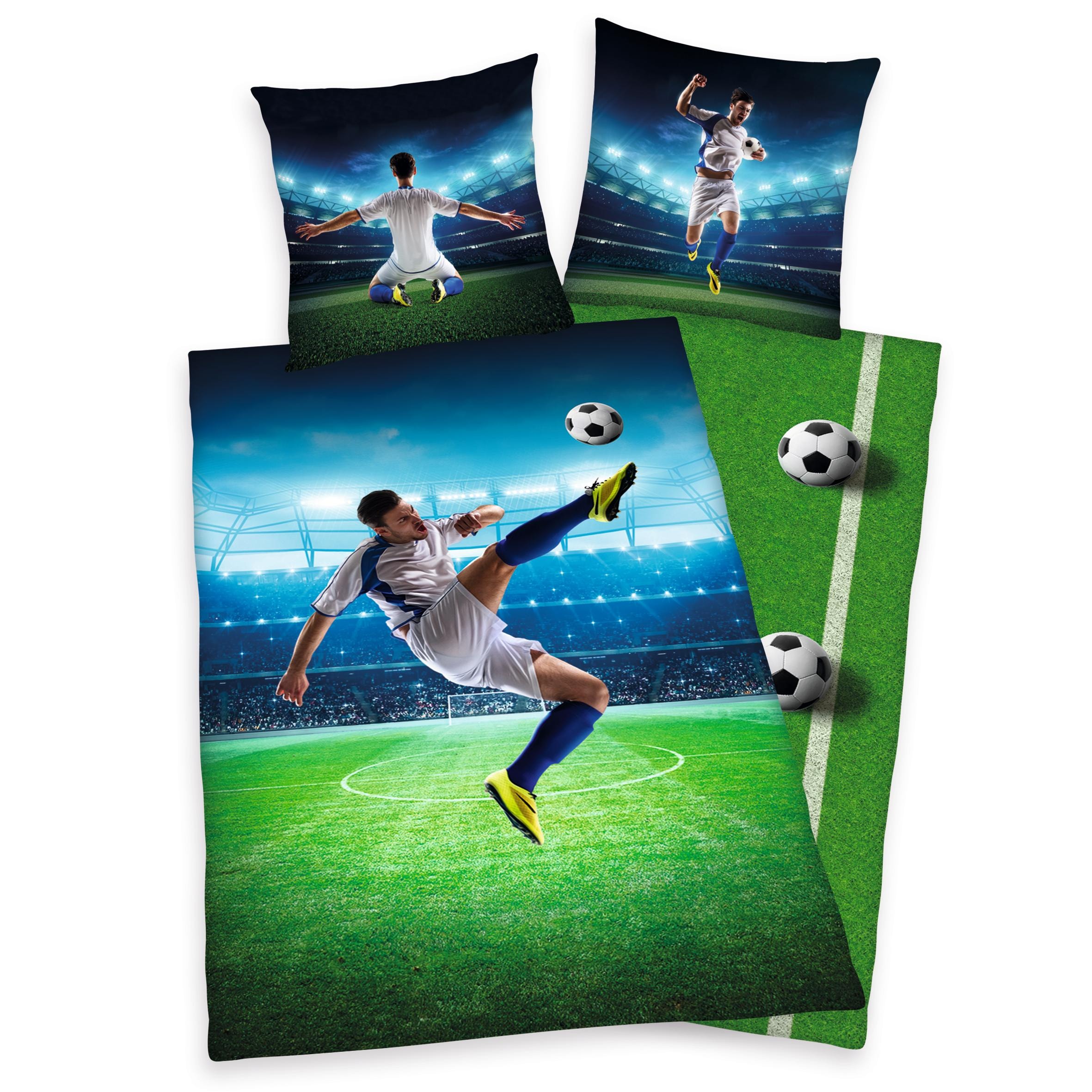 Image of Herding Young Collection Kinderbettwäsche "Fussballschuss" 2 Stk. mit einem Fussballspieler