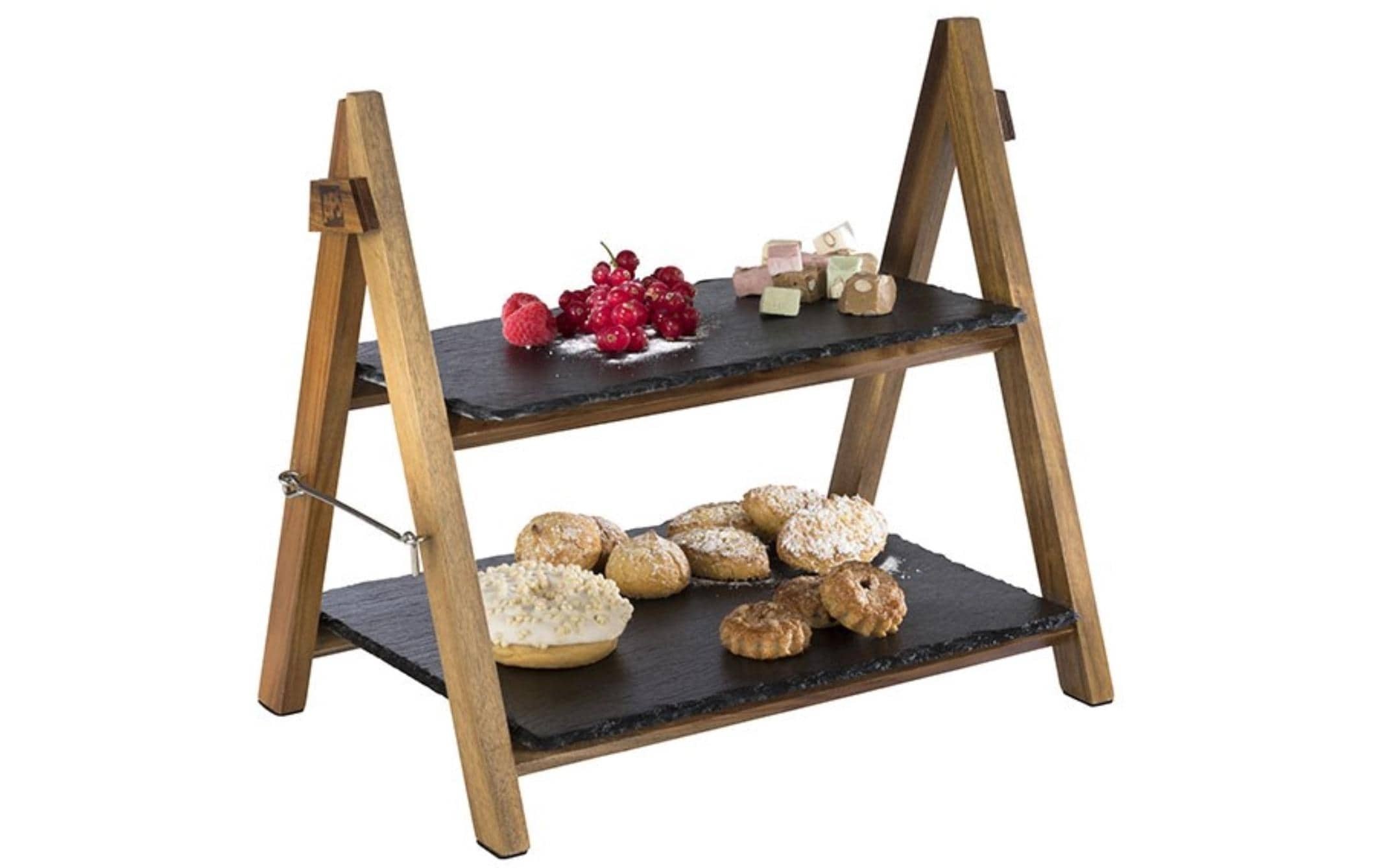 Image of APS Etagere "Serviergestell" 2-stufig, mit Gestell aus Akazienholz