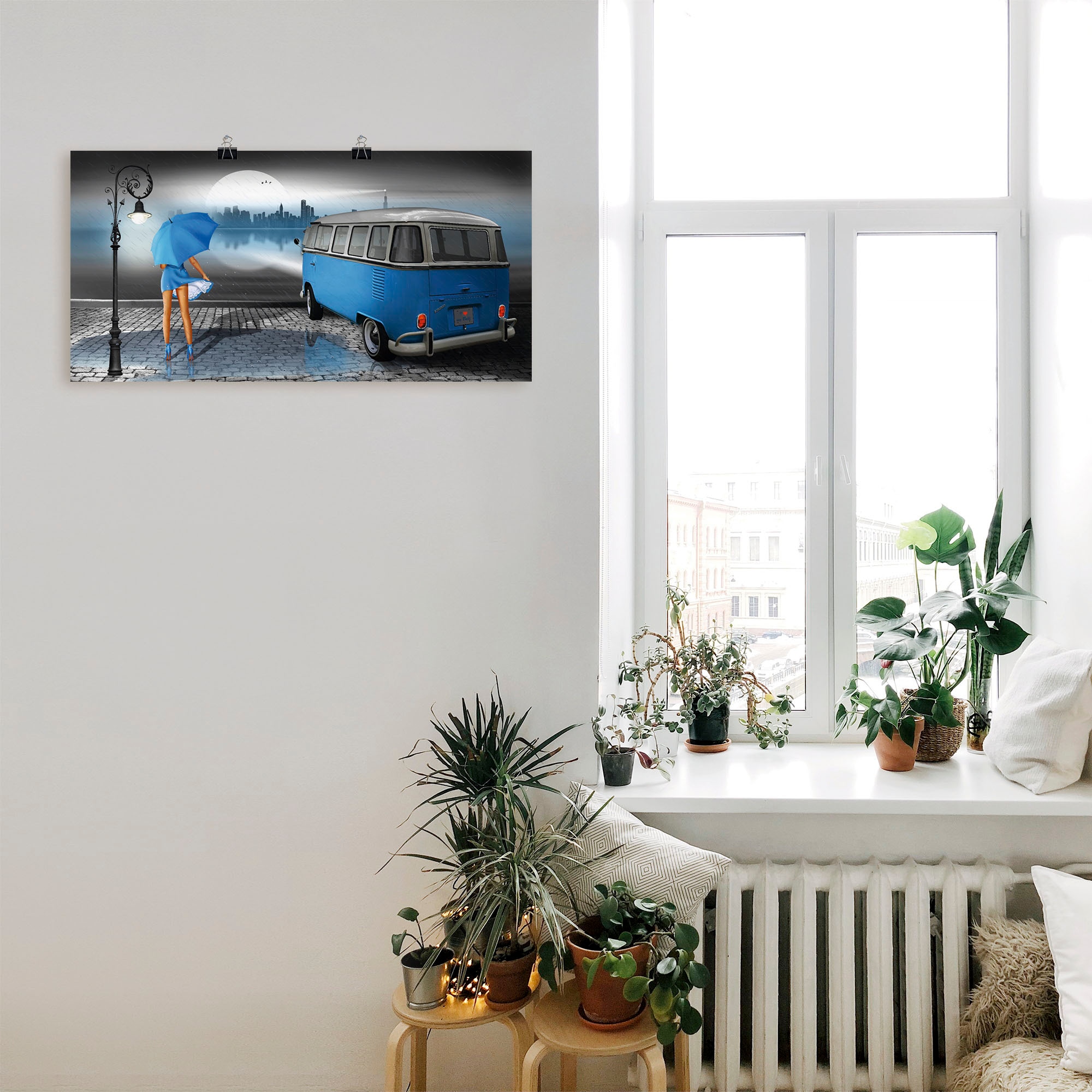 Artland Wandbild »Regennacht in Blau mit Bulli T1« Auto 1 Stk. tlg. als Leinwandbild, Poster, Wandaufkleber in verschied. Grössen