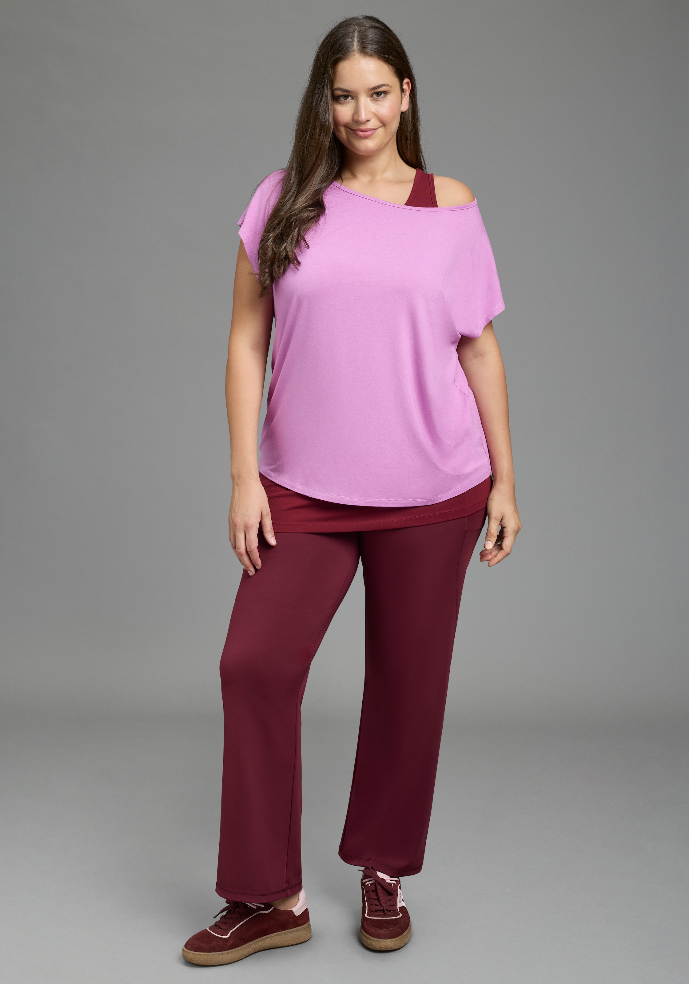 Laura Scott CURVE Yoga & Relax Shirt »Grosse Grössen« Set, 2,  im 2er-Set, mit Rundhalsausschnitt, aus Jersey, unifarben