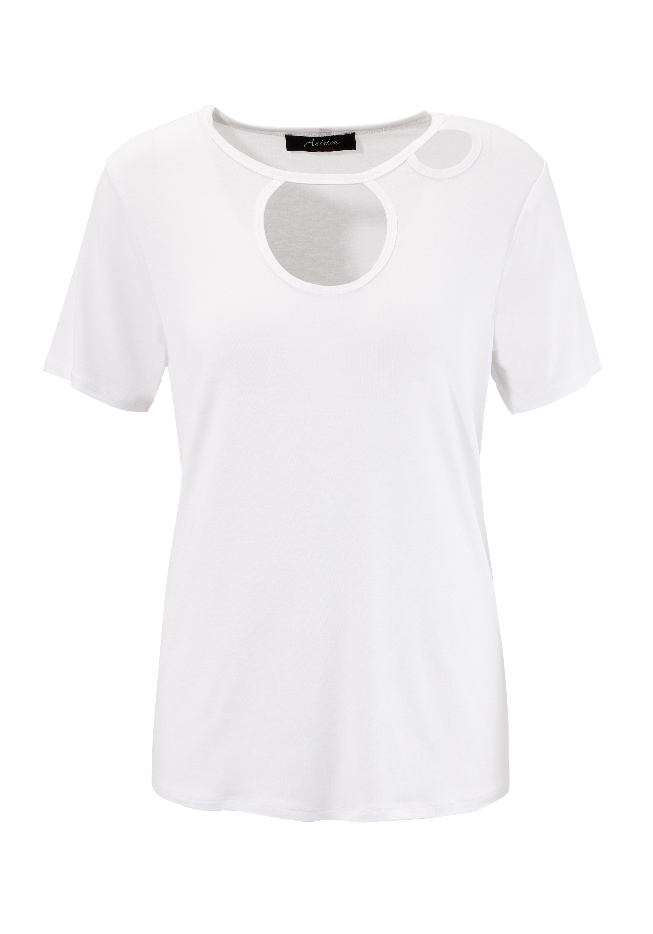 Aniston CASUAL T-Shirt, mit trendigen Cut-out's im Vorderteil - NEUE KOLLEKTION