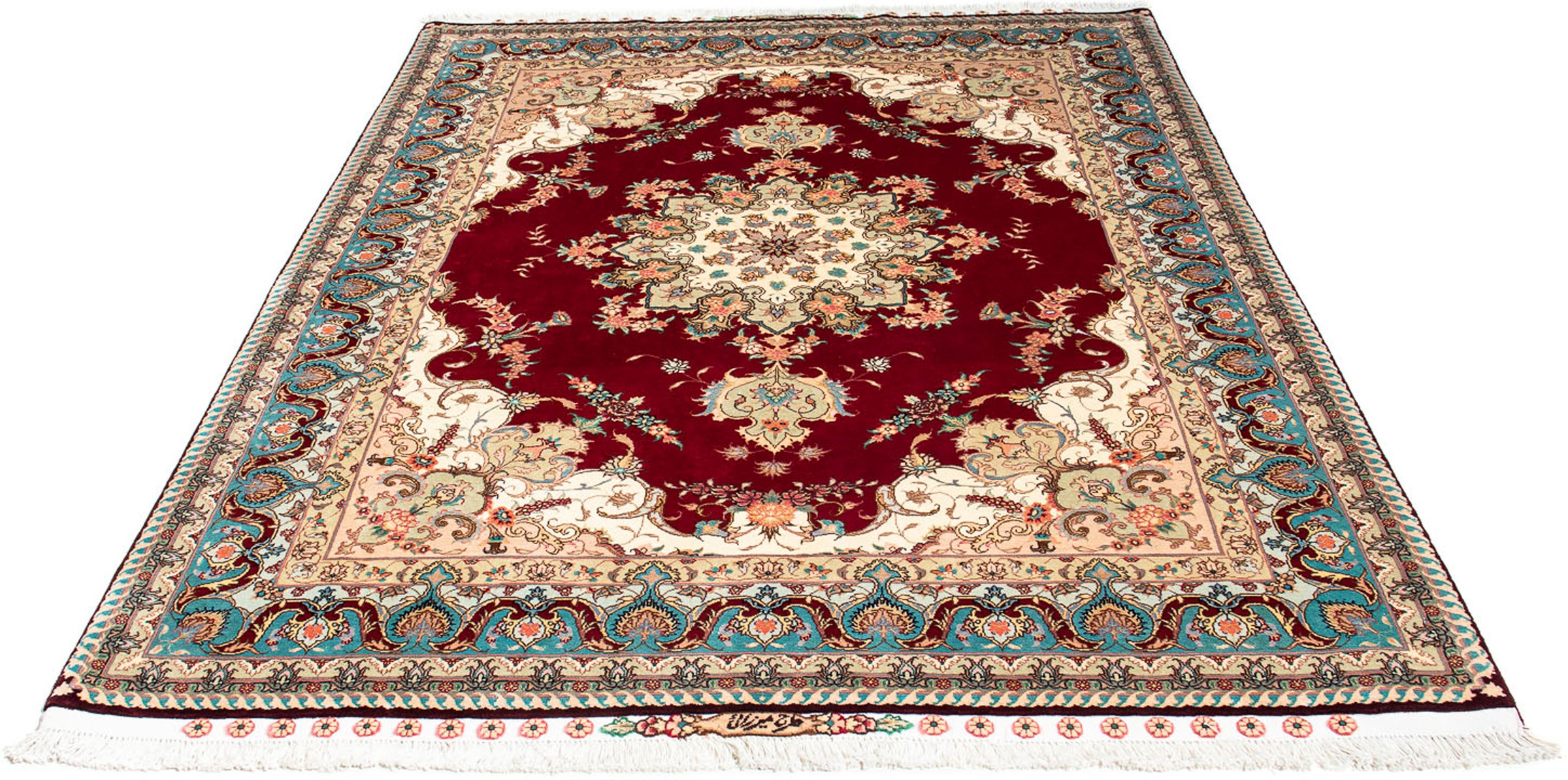 Image of morgenland Orientteppich »Perser - Täbriz - Royal - 204 x 153 cm - dunkelrot«, rechteckig, 7 mm Höhe, Wohnzimmer, Handgeknüpft, Einzelstück mit Zertifikat bei Ackermann Versand Schweiz