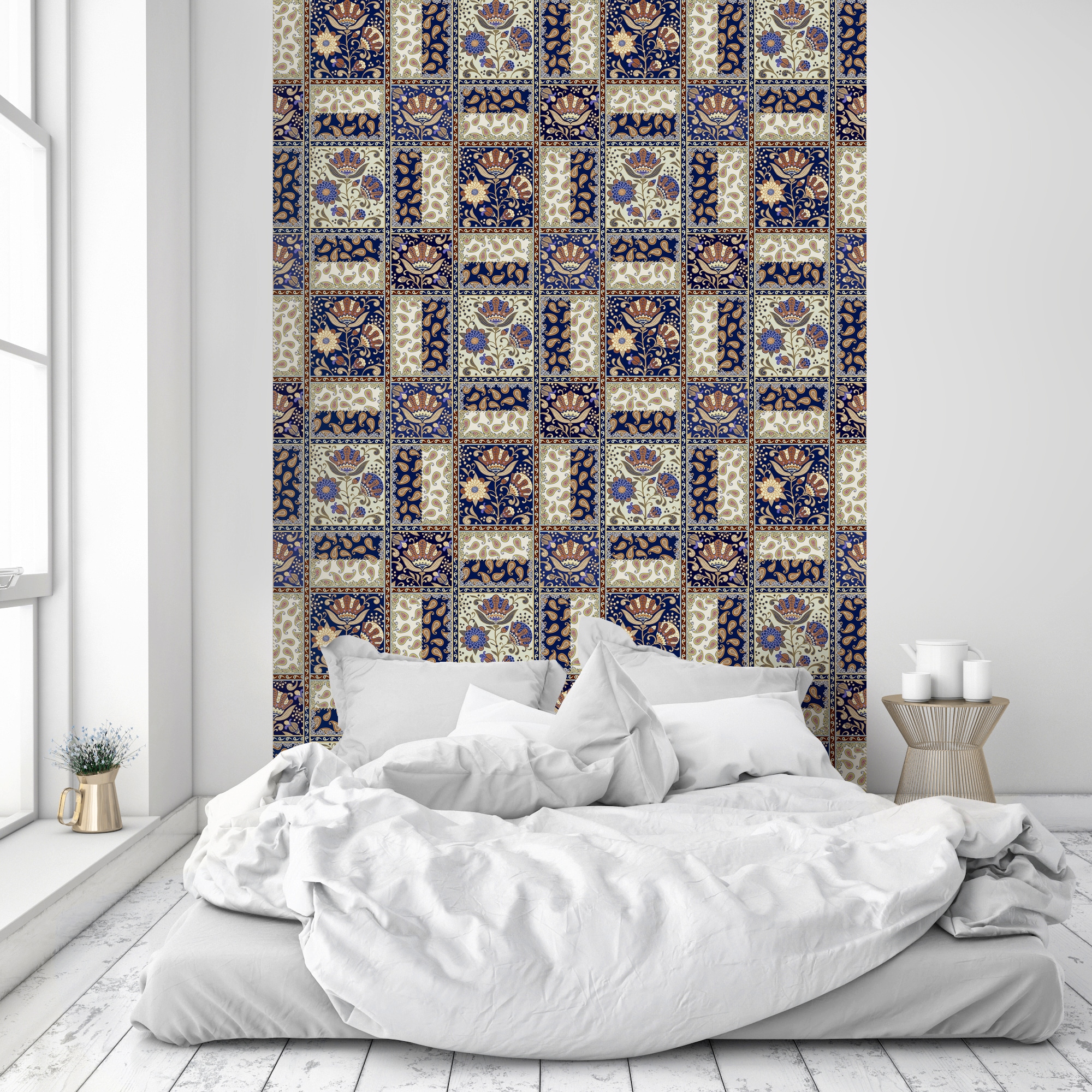 queence Vinyltapete »Malia« Motiv | bedruckt | botanisch | floral | gemustert | natürlich glatt 90x250cm, selbstklebend, kinderleichte Anbringung, , Sticker