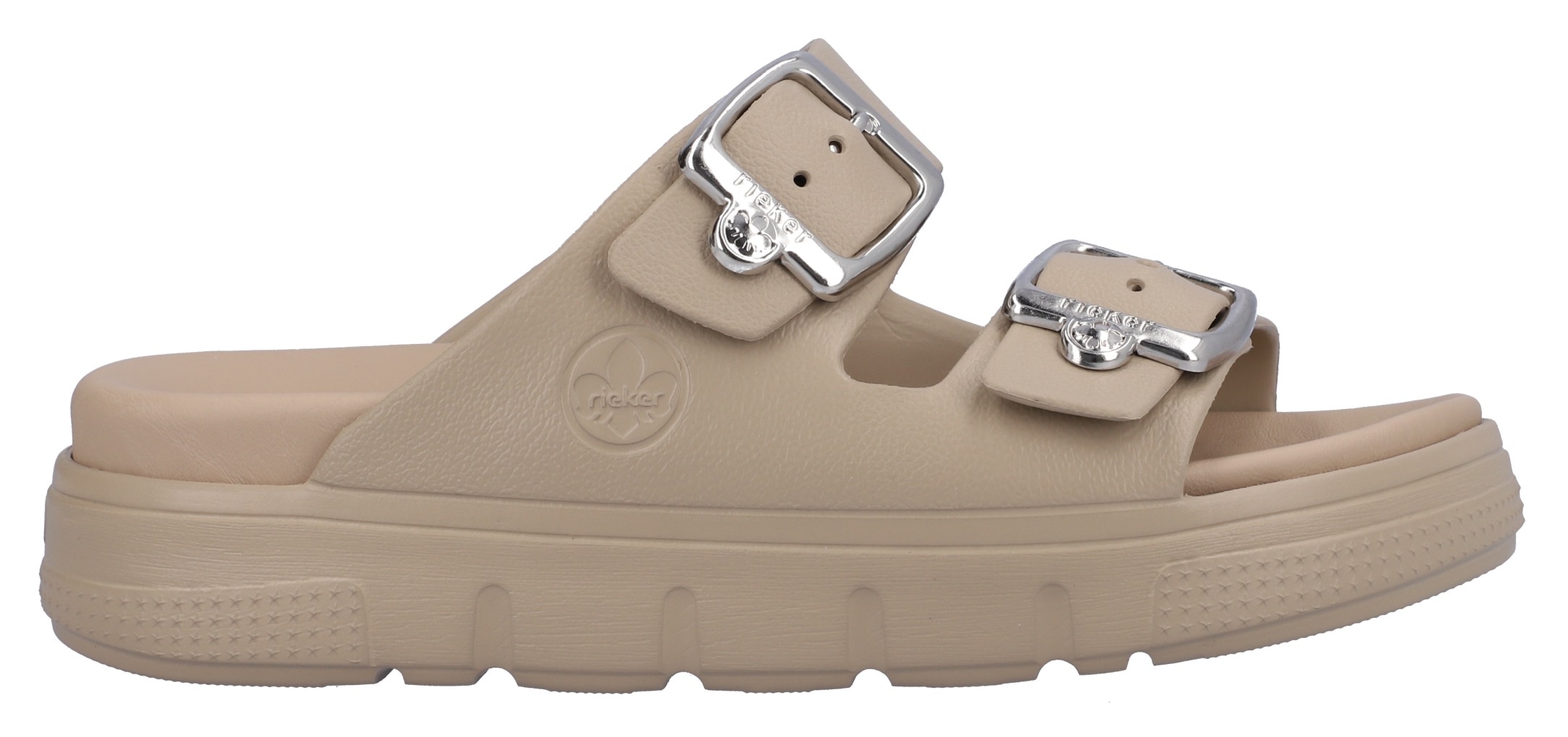 Rieker Pantolette, Plateau, Sommerschuh, Schlappen in Weite G (=weit)