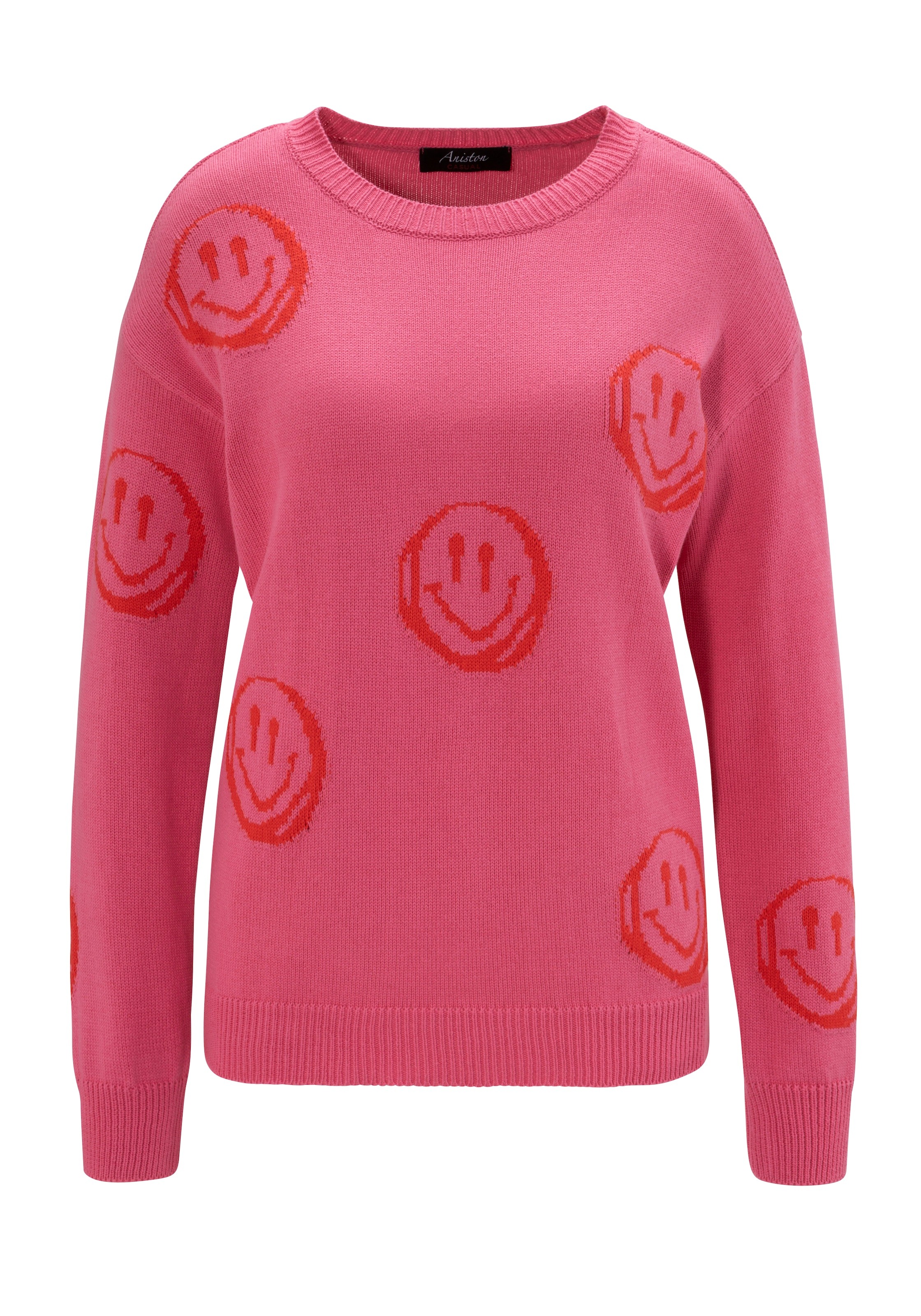 Aniston CASUAL Strickpullover, mit eingestrickten Smileys - NEUE KOLLEKTION