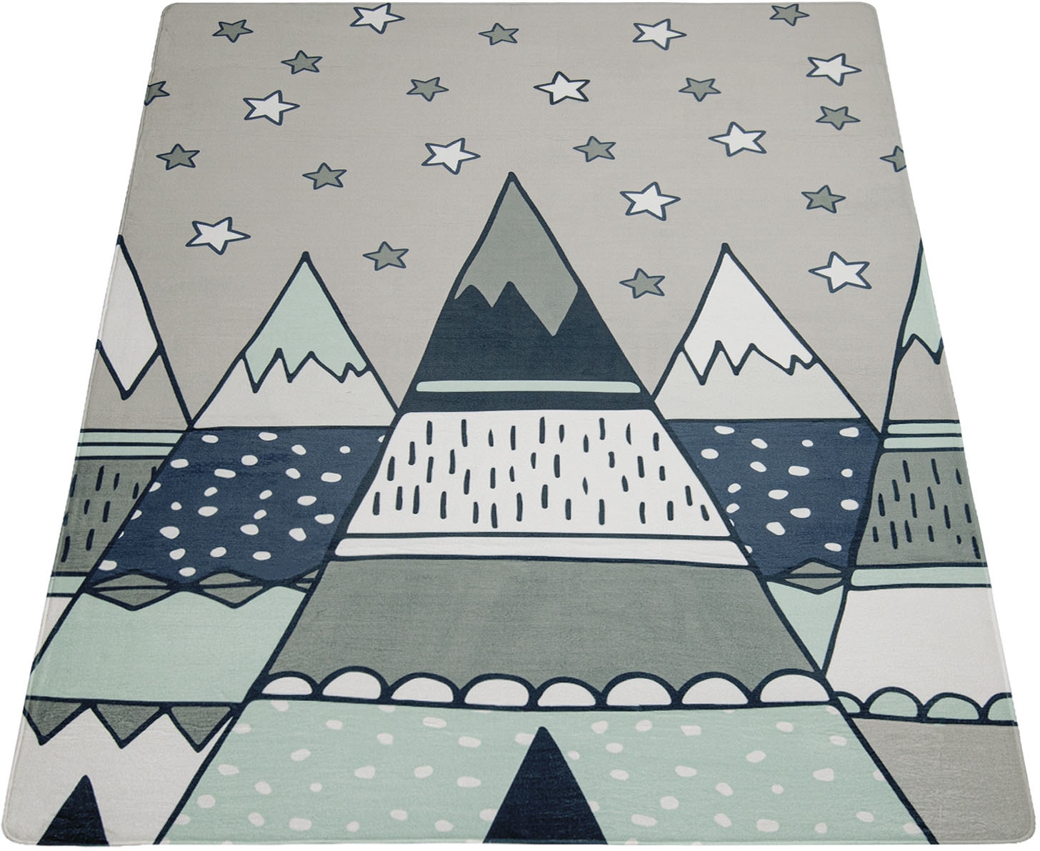 Image of Paco Home Kinderteppich »Chicos 553«, rechteckig, 2 mm Höhe, Flachgewebe, Motiv Berge & Sterne, Kinderzimmer bei Ackermann Versand Schweiz