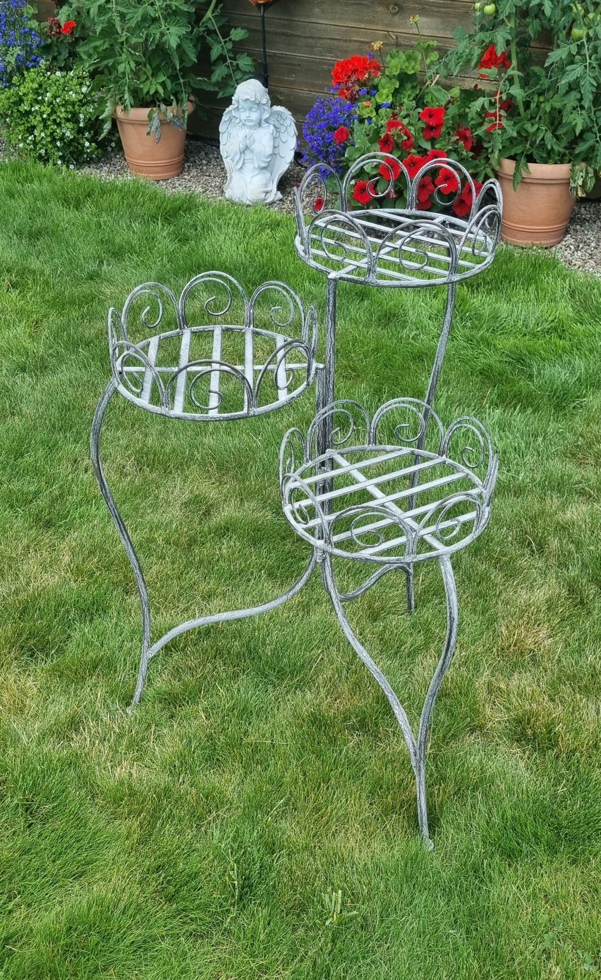 Ambiente Haus Tabouret à fleurs »Blumenständer in grau (H) 70cm« 1 cuis tlg. aus Schmiedeeisen mit Pulverbeschichtung für Innen- und Aussenbereich