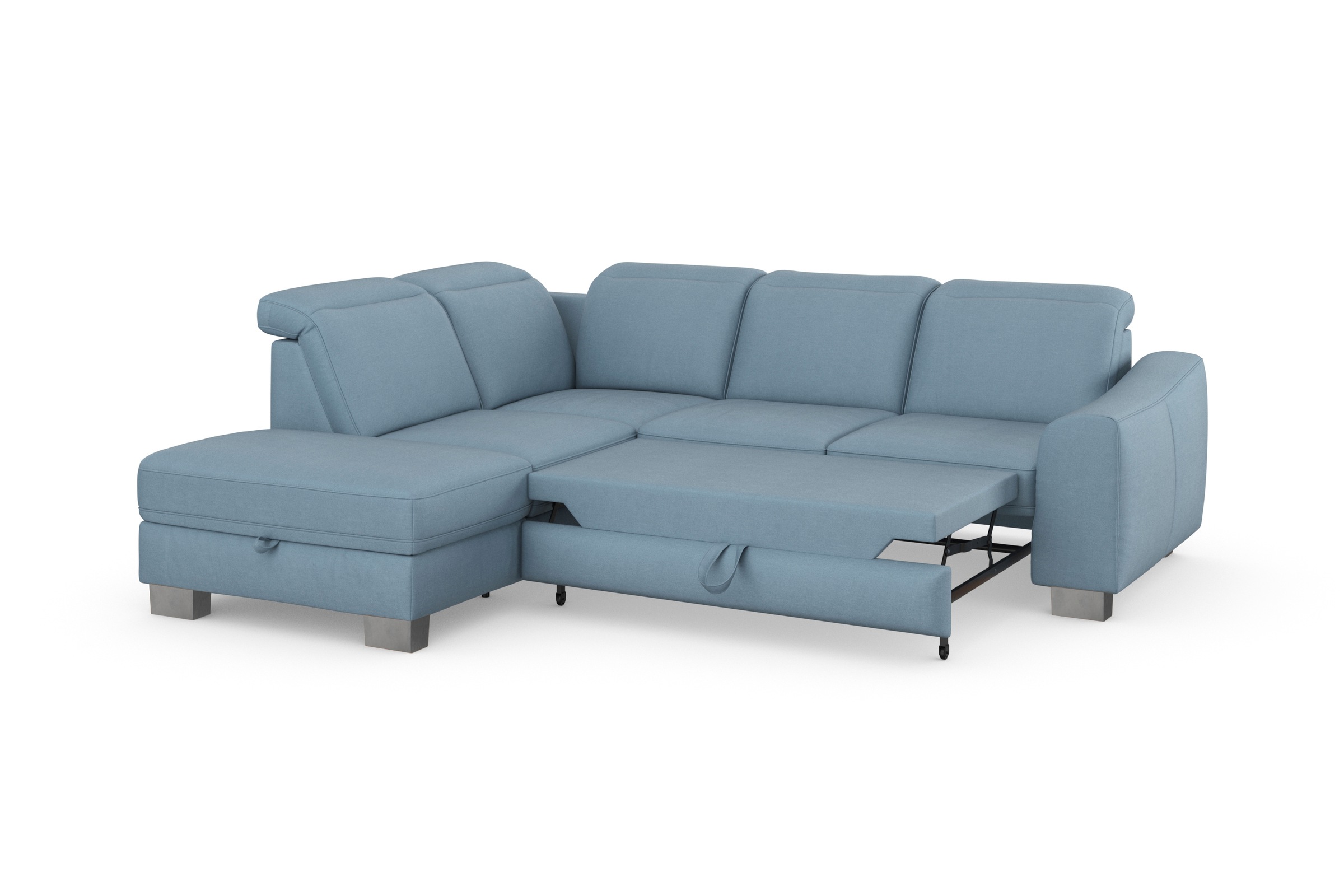 sit&more Ecksofa »Dundee L-Form«, mit Federkern und Edelstahlfüssen, wahlweise mit Kopfteilverstellung