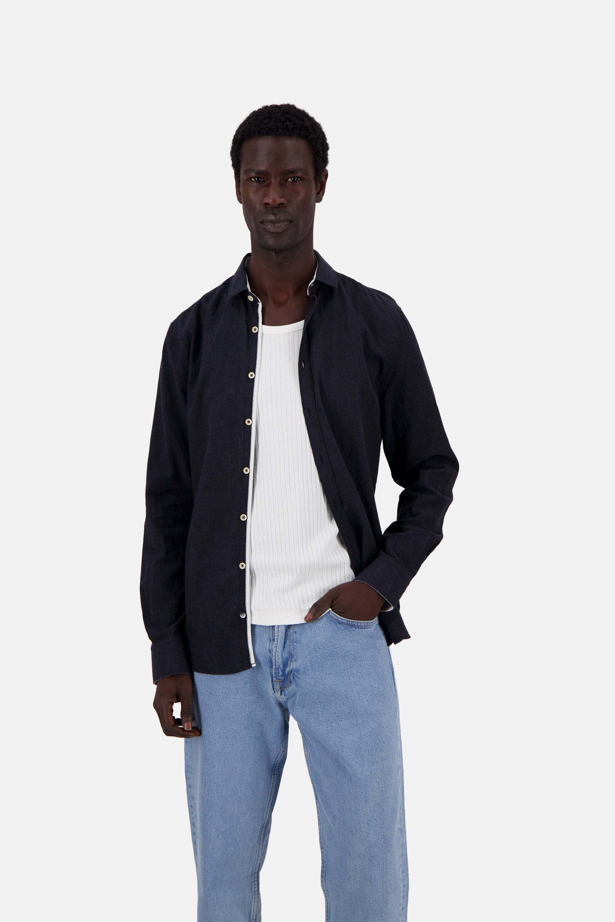 colours & sons Langarmhemd »colours & sons Langarmhemd Shirt-Linen Blend Kent«