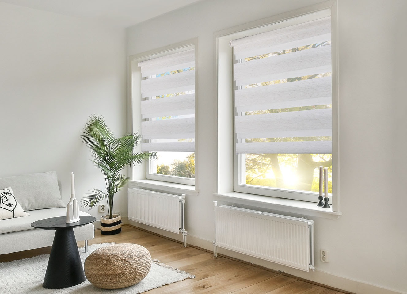 GOODproduct Doppelrollo »SORANA« Lichtschutz Blendschutz | Sichtschutz ohne Bohren freihängend Rollo, Sonnenschutz, für Fenster & Tür, Melangeoptik-NEUHEIT!