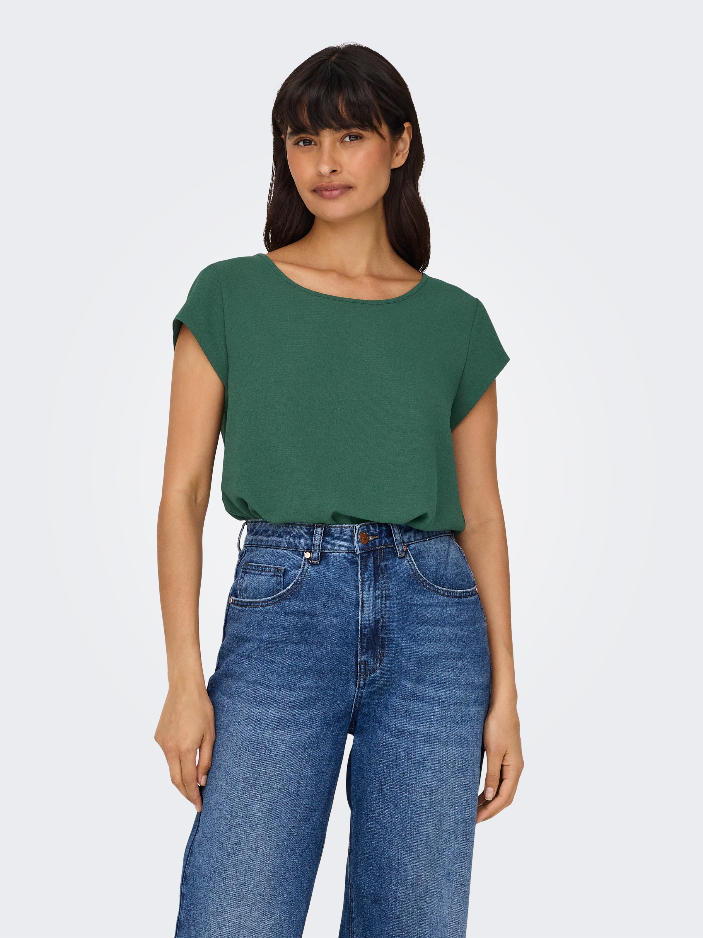 Image of ONLY Kurzarmbluse "ONLVIC – feminines Blusenshirt in lockerer Form" Materialmix, regular fit