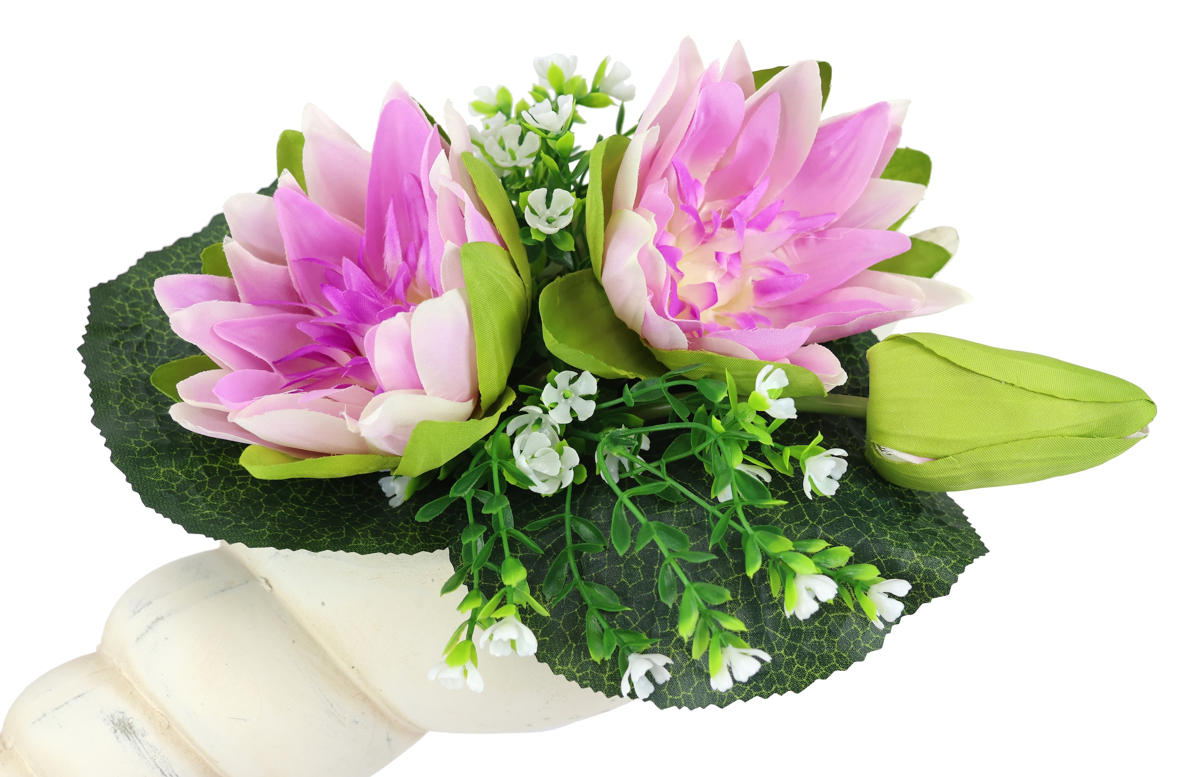 I.GE.A. Kunstblume »Lotus in Muschel-Topf« Künstliche Seerosen-Arrangement in Muschel - Wasserlilien mit Blüten