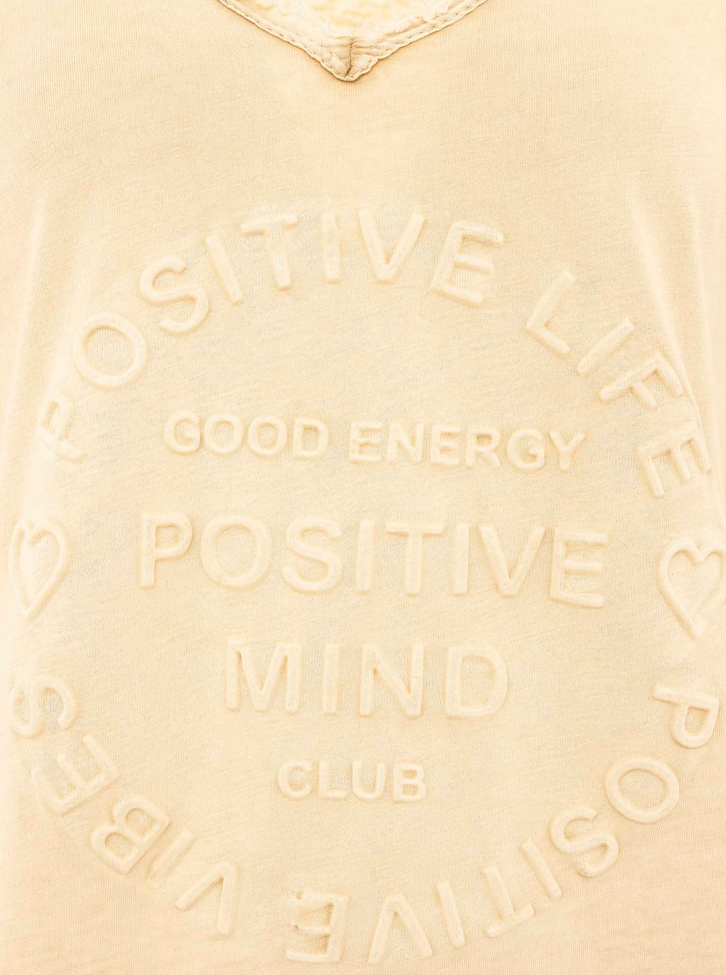 Zwillingsherz T-Shirt »"Positive Mind"«, V-Ausschnitt, Kurzarm, Used-Look, Baumwolle, ausgefranste Kanten