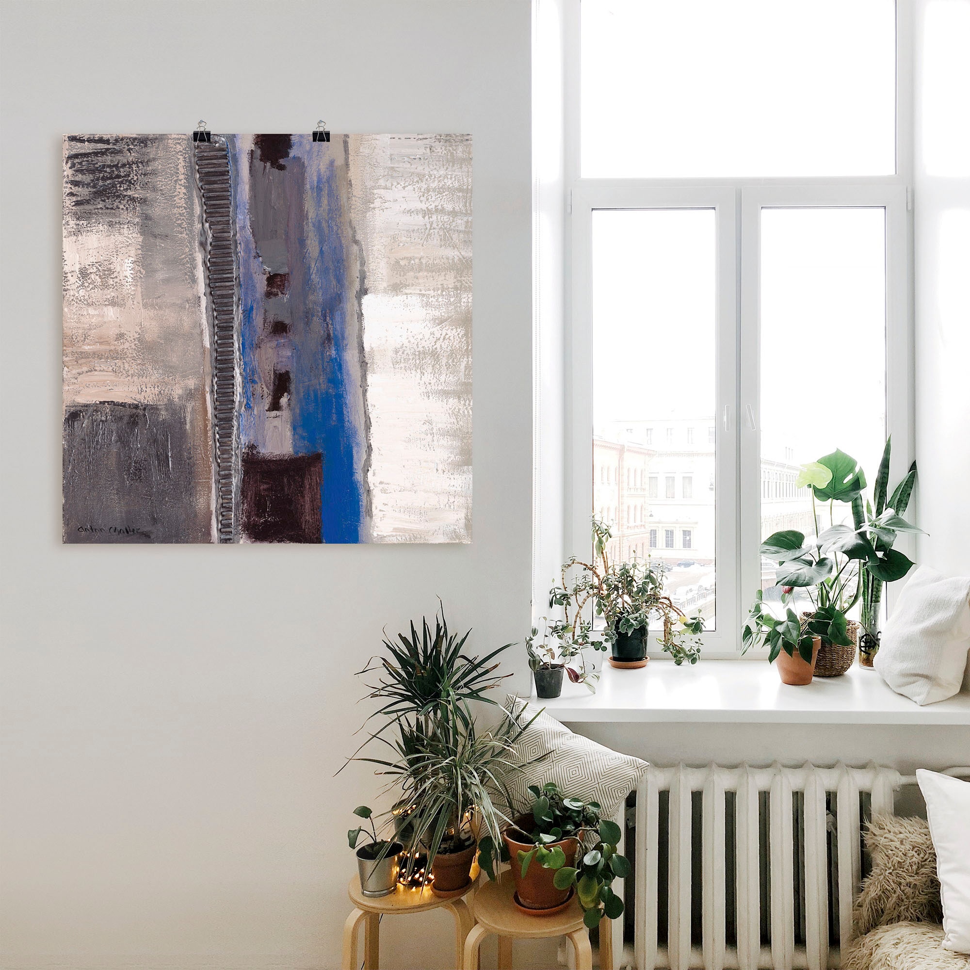 Artland Wandbild »Blau-silber Abstrakt II«, Muster, (1 St.), als Leinwandbild, Poster in verschied. Grössen