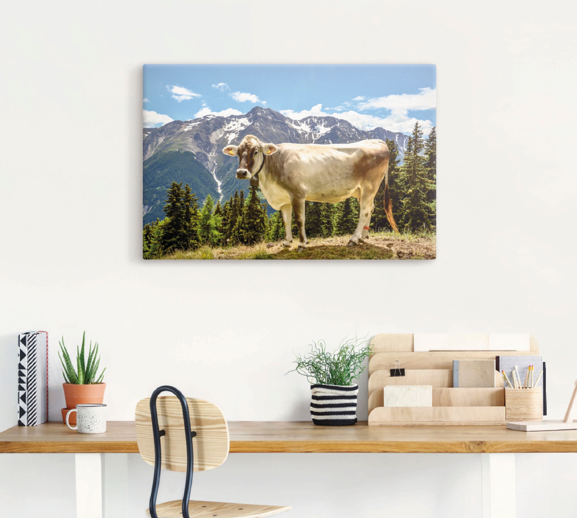 Artland Wandbild »Bergkuh in den Alpen im Sommer«, Haustiere, (1 St.), als Leinwandbild, Poster, Wandaufkleber in verschied. Grössen