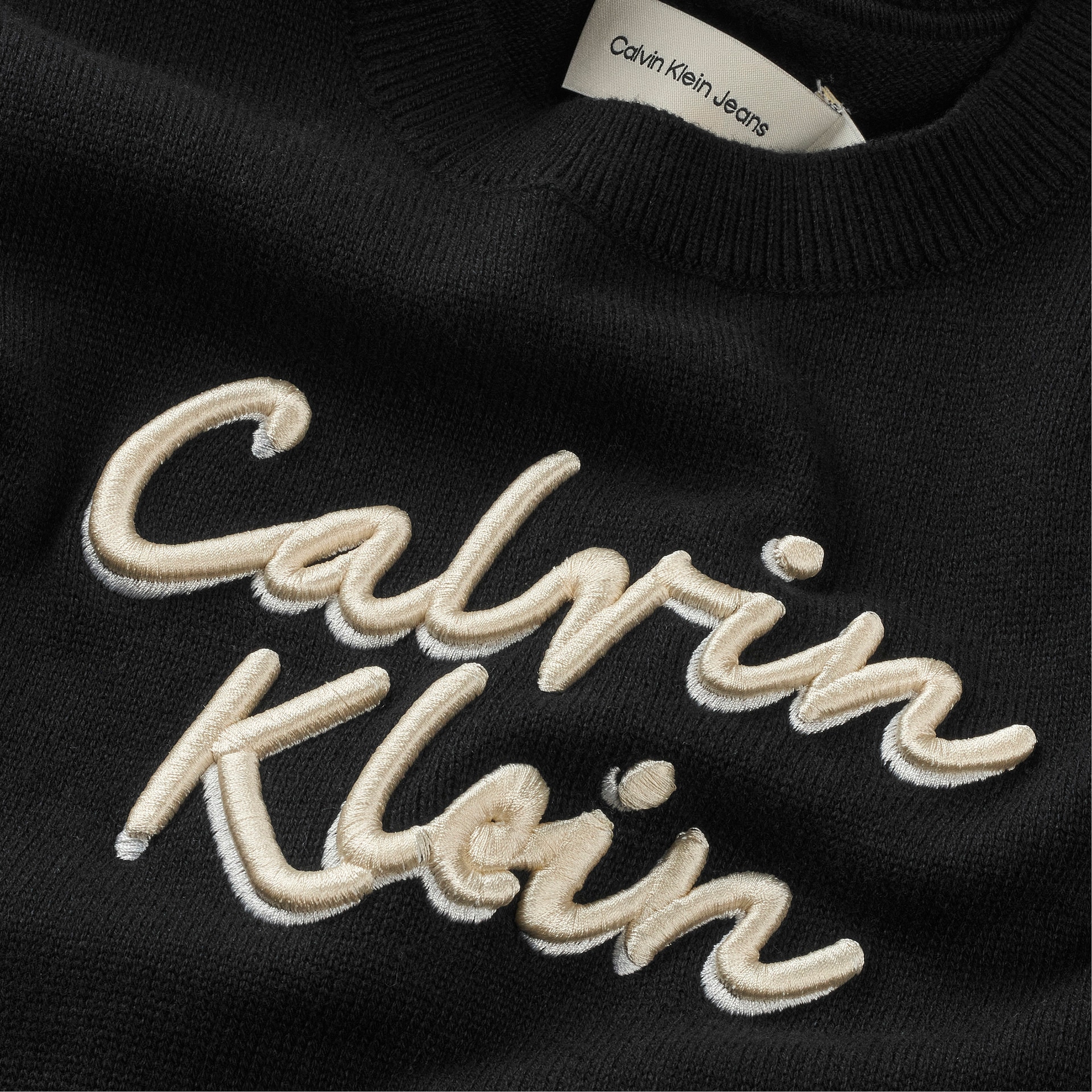 Calvin Klein Jeans Rundhalspullover »LOGO METALLIC INTERSIA«, für Kinder bis 16 Jahre, grosse Stickerei