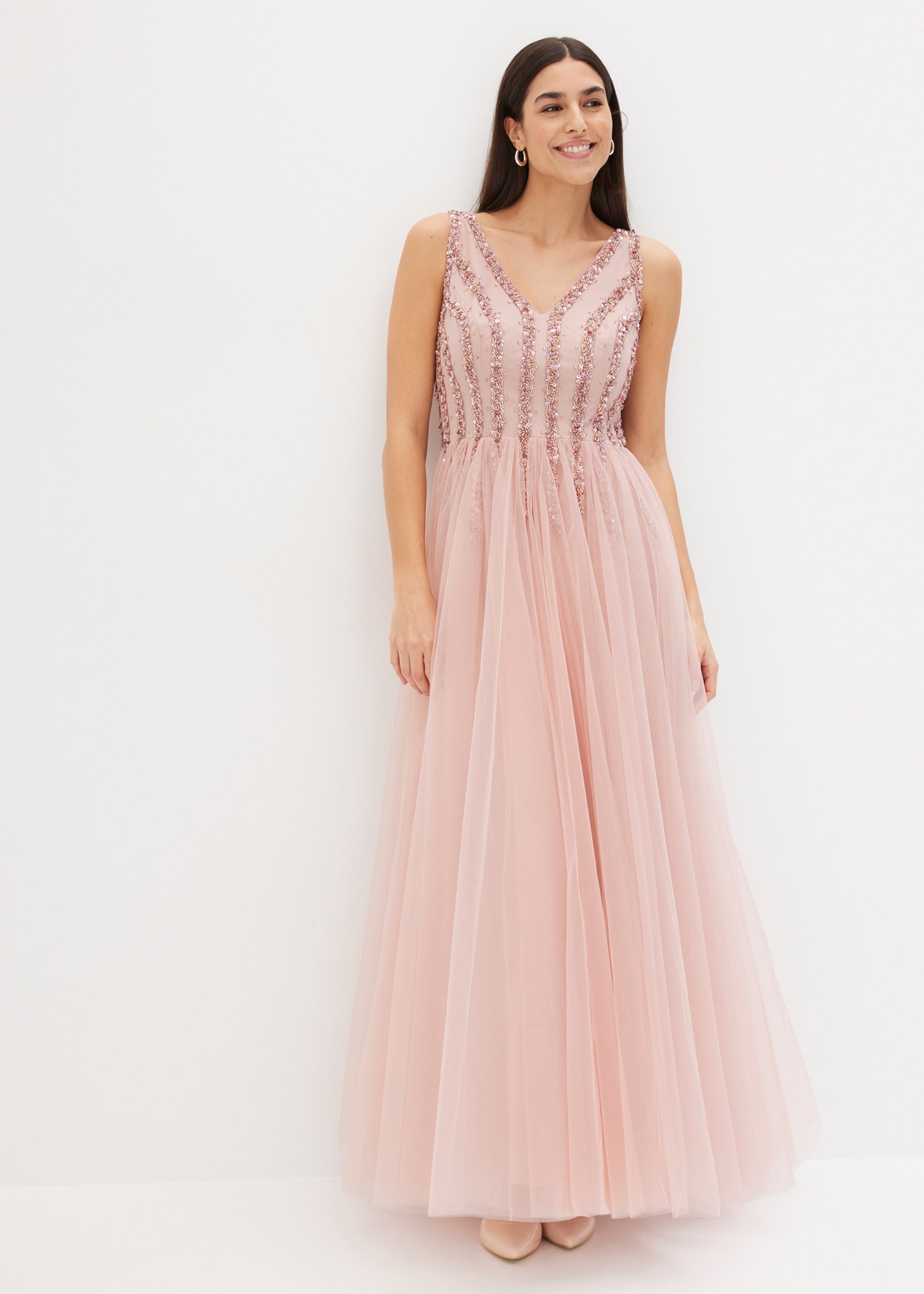 Image of bonprix Maxikleid aus feinem Tüll, mit Paillettenstickerei im Oberteil, ohne Ärmel
