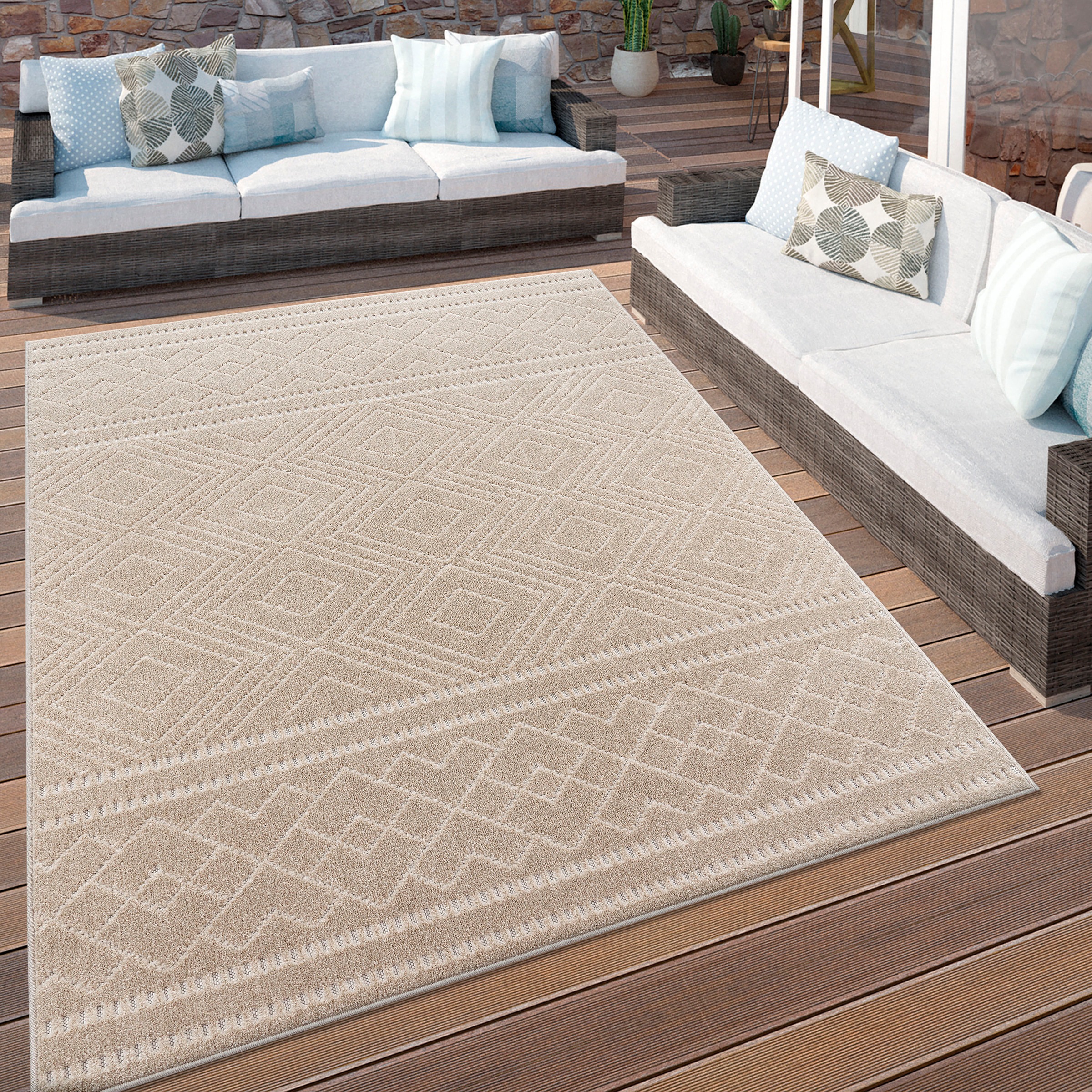 Paco Home Teppich »Stilo 866«, rechteckig, Hoch-Tief Effekt, Rauten, auch  als Läufer, In- und Outdoor geeignet kaufen