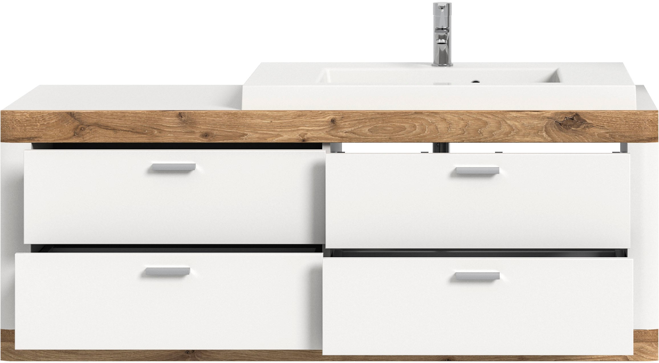 Home affaire Waschtisch »Landsby, Breite 133 cm, inkl. Mineralguss-Waschbecken, 4 Schubkästen«, inkl. Waschbecken