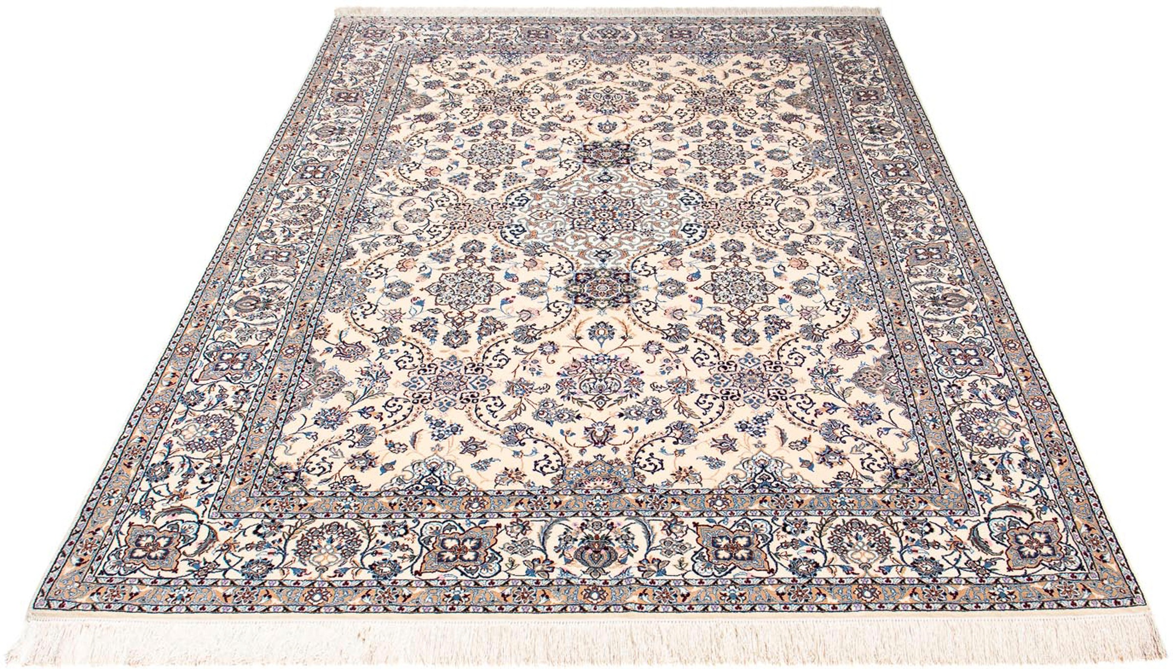 Image of morgenland Orientteppich »Perser - Nain - Premium - 227 x 150 cm - beige«, rechteckig, 6 mm Höhe, Wohnzimmer, Handgeknüpft, Einzelstück mit Zertifikat bei Ackermann Versand Schweiz
