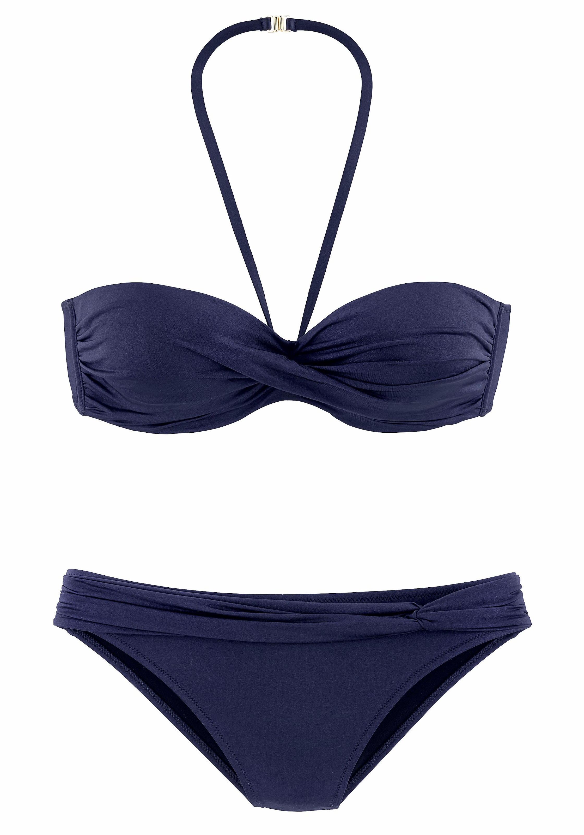 Navy Padded Bandeau Bikini by LASCANA