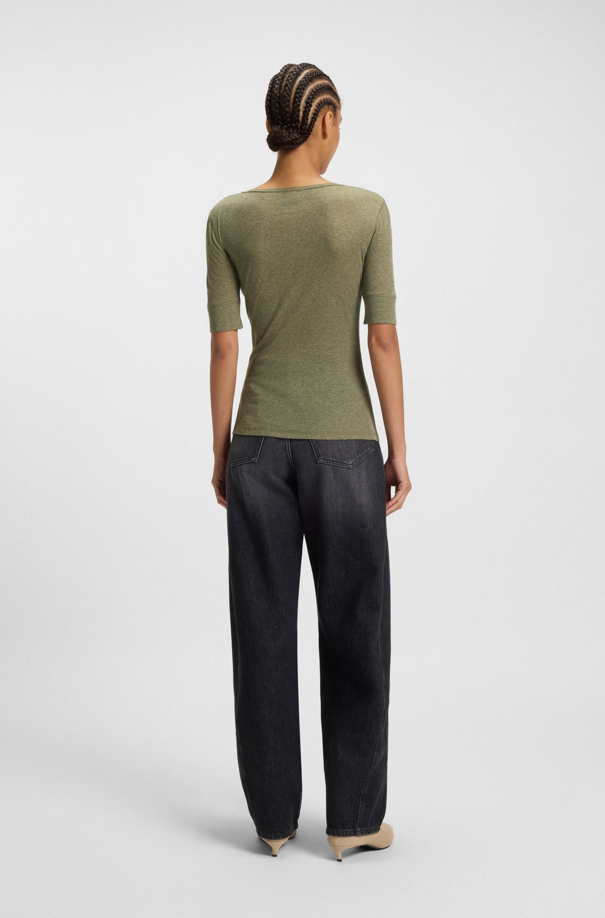 BOSS ORANGE Henleyshirt »Espen Premium Damenmode« mit Knopfleiste am V-Ausschnitt