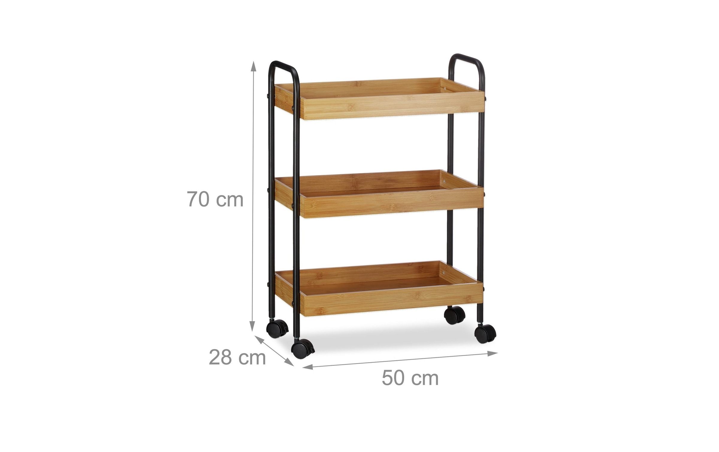 relaxdays Chariot de service »mit 3 Ablagen 70 x 50 x 28 cm«