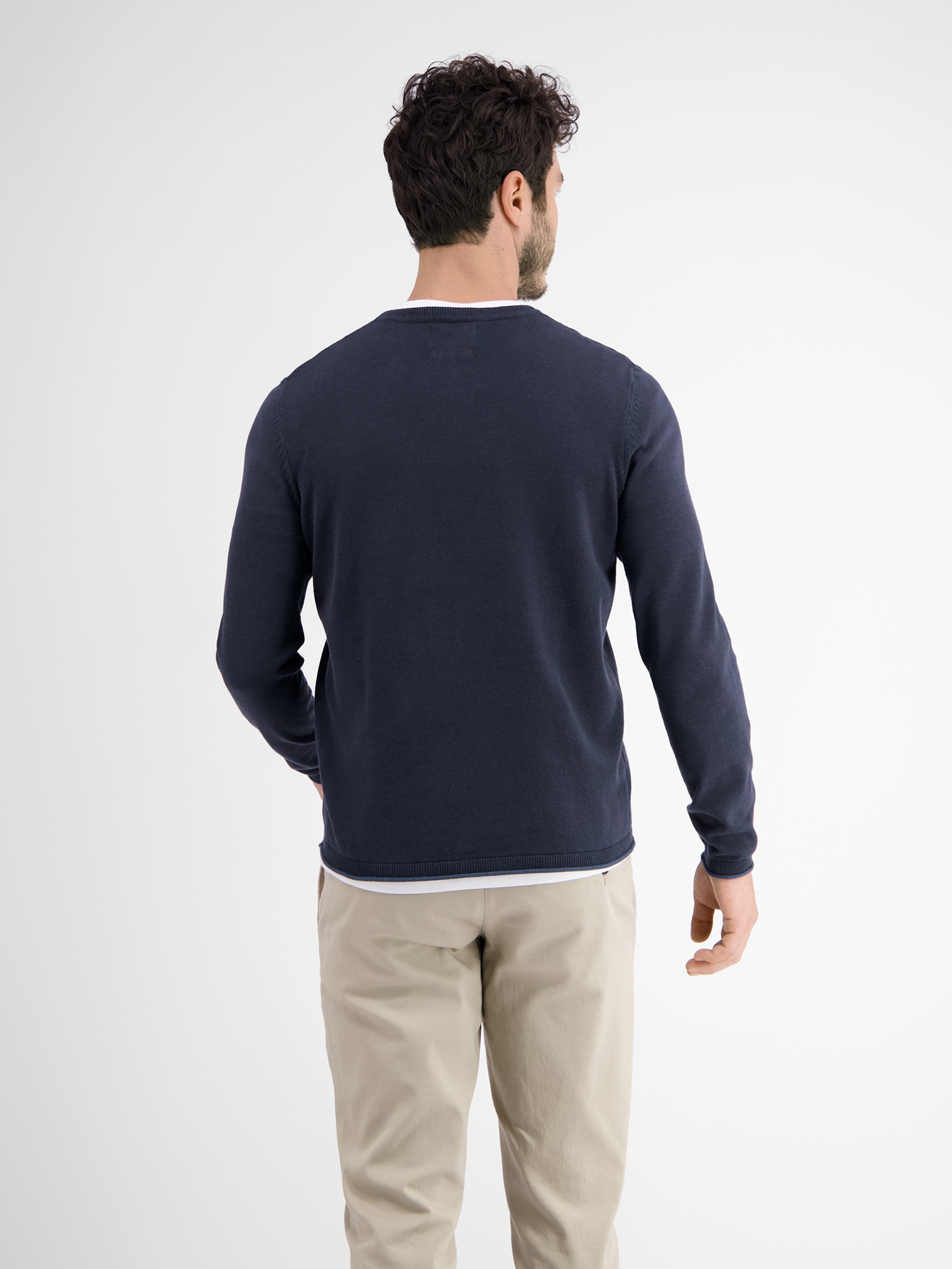 LERROS Strickpullover »Rundhalspullover, Flachstrick«